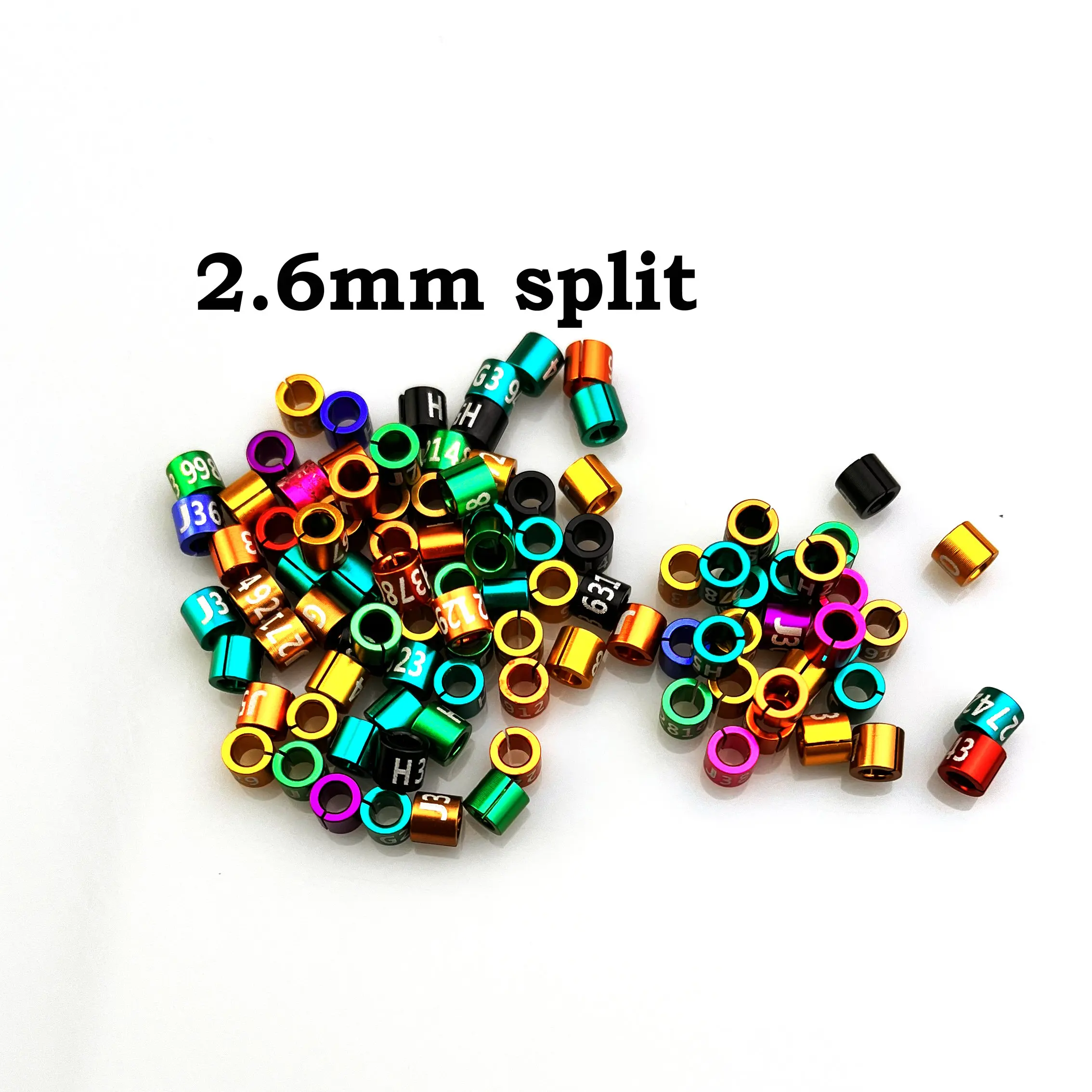 Split Finch Rings, Aluminum Bird Leg Bands, Non-Custom, Random-Character, Color-Mixture, 25 PCs/Lot, 2.6mm