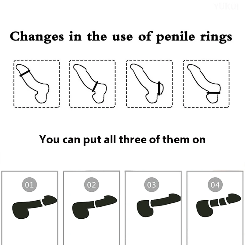 3 Pcs/Set Cock Penis Ring Male Delay Ejaculation Lasting Sex Toys For Man Adults Silicone Erection Ring Men Dick Enlargement Toy