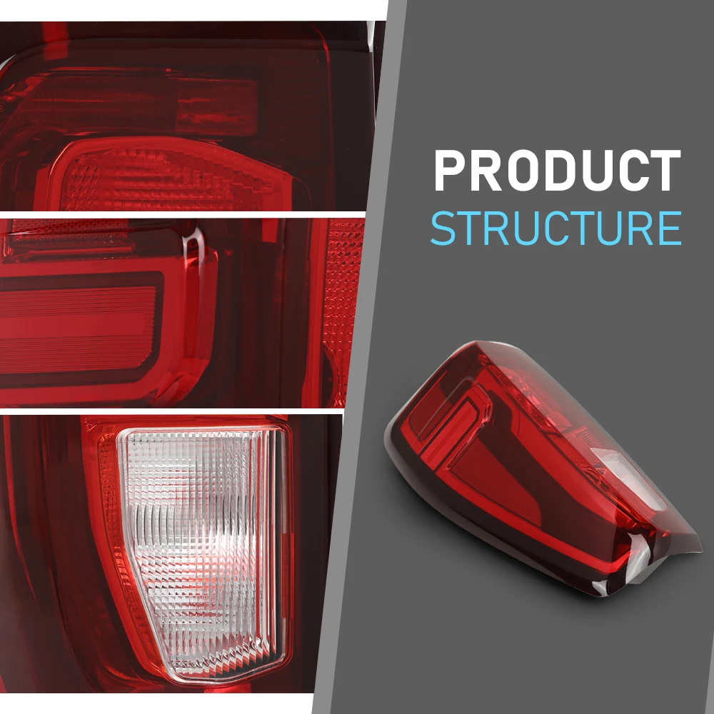 الفرامل الخلفية الذيل مصابيح سائق اليسار أضواء خلفية الهالوجين صالح ل 19-23 Gmc سييرا واضح/عدسة حمراء كروم الإسكان مقاوم للماء