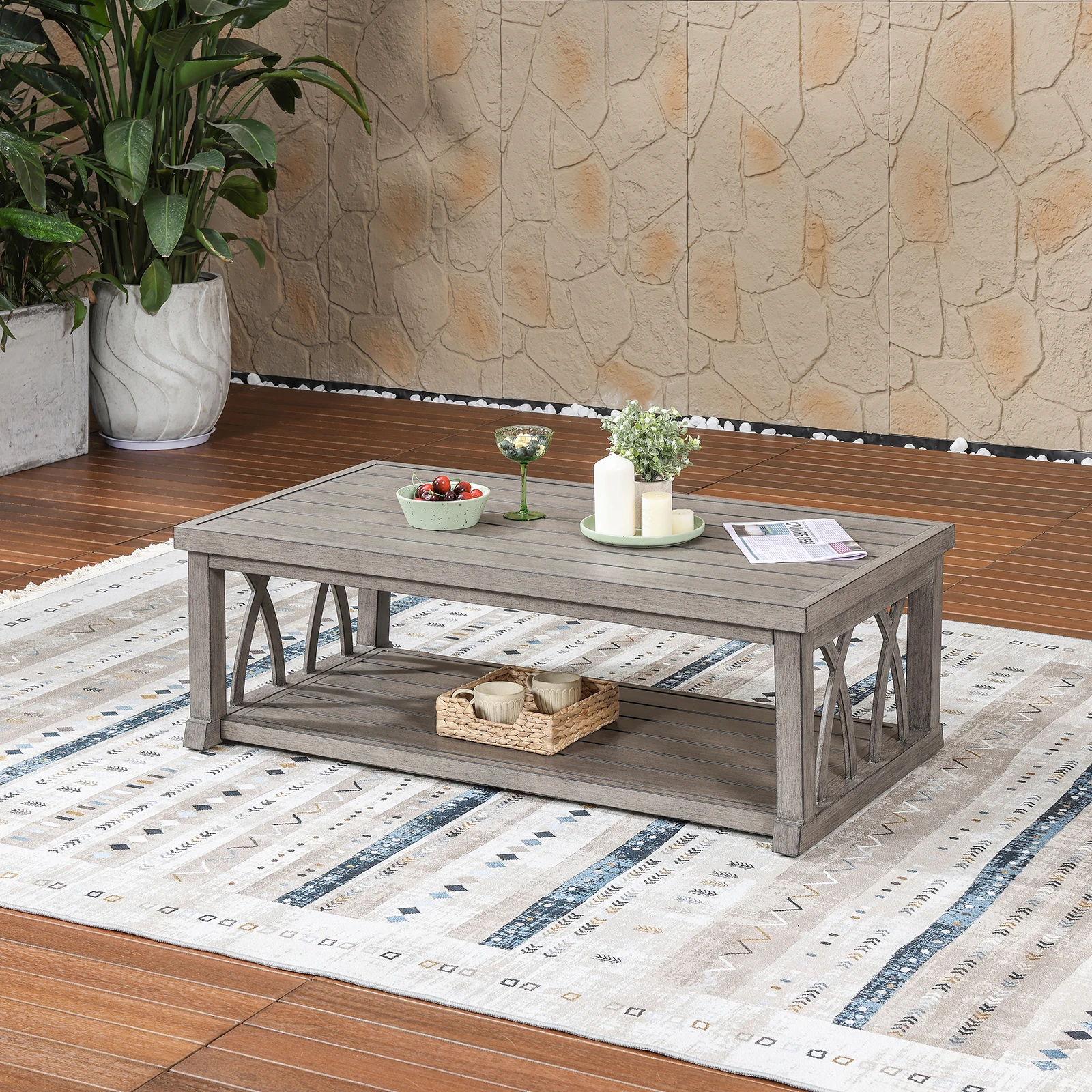 SeeHill Aluminum Outdoor Coffee Table, 46