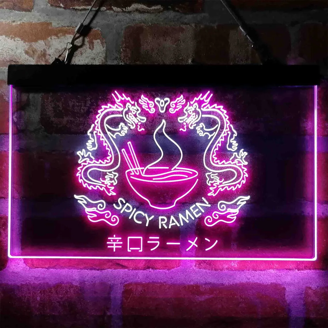 Custom Neon Sign for Restaurant, Dual Color LED Neon Light, Spicy Dragon, Ramen, Japan Food