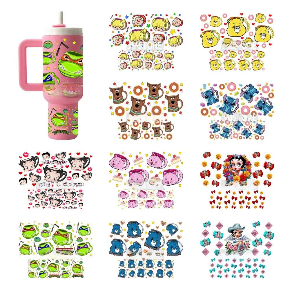 Films de dessins animés à la mode UV DTF Mini gobelet porte-clés enveloppes prêtes à presser enveloppes de haute qualité autocollants UV pour porte-clés gobelet