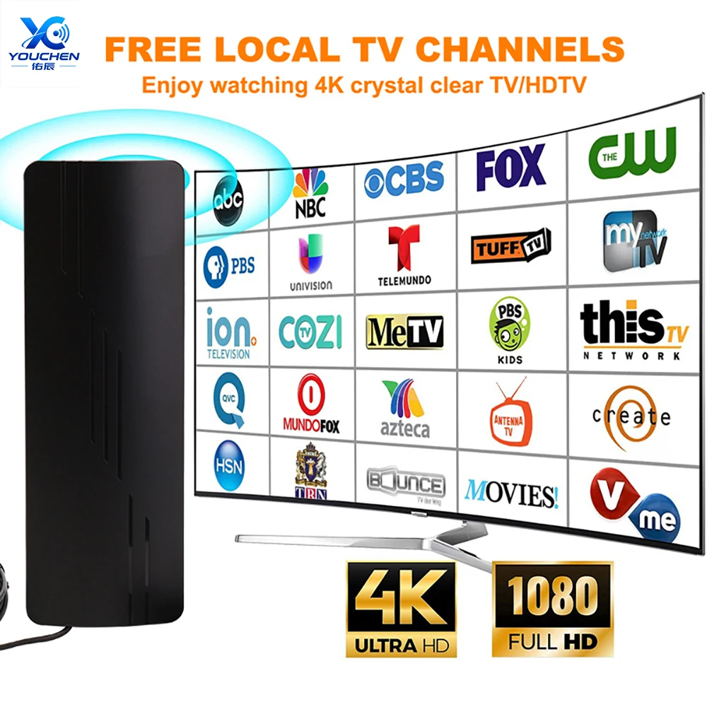 Upgraded TV Antenna Smart TV,Long Range Strongest Local Channels,Waterproof Design,32FT Coax Cable Support,4K 1080p TV