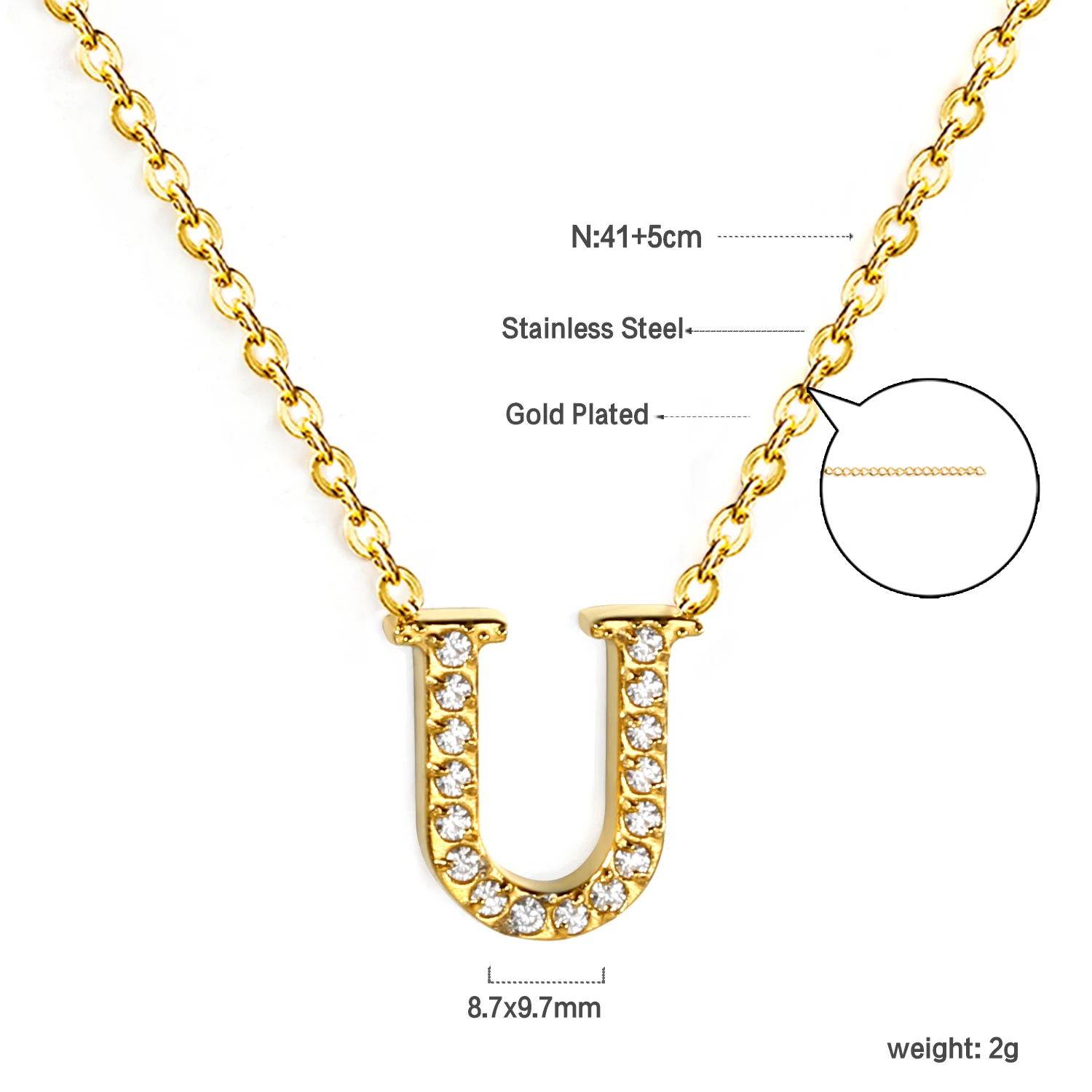 LUXUKISSKIDS Friends Jewelry Gifts Minimalist Zirconia 26 Letters Pendant Necklaces Alphabet Clavicle Choker for Woman/Men Colar