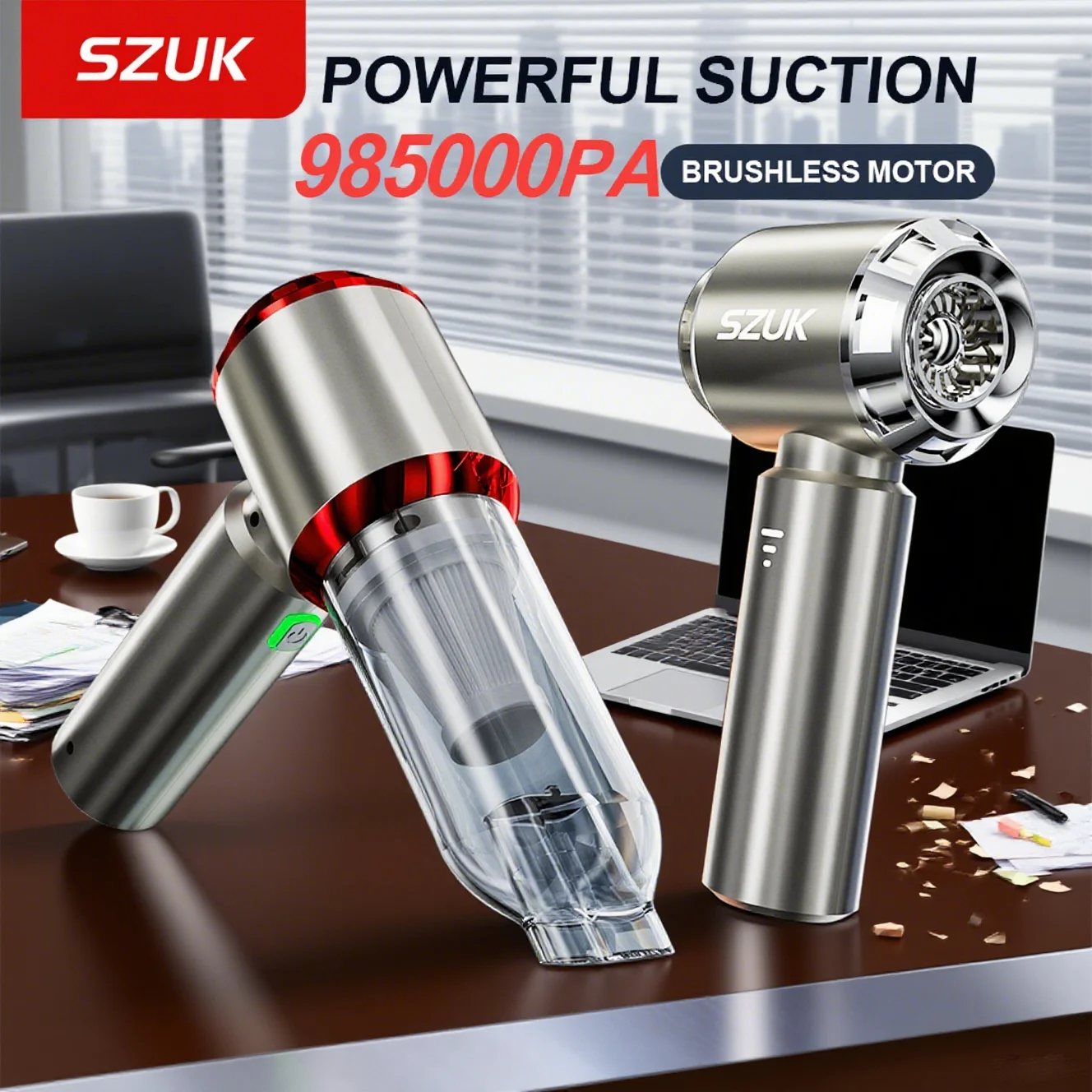 SZUK Portable Mini Car Vacuum Cleaner Powerful Handheld Vacuum Cleaner 985000Pa Strong Suction Cleaning Machine Wireless Cleaner