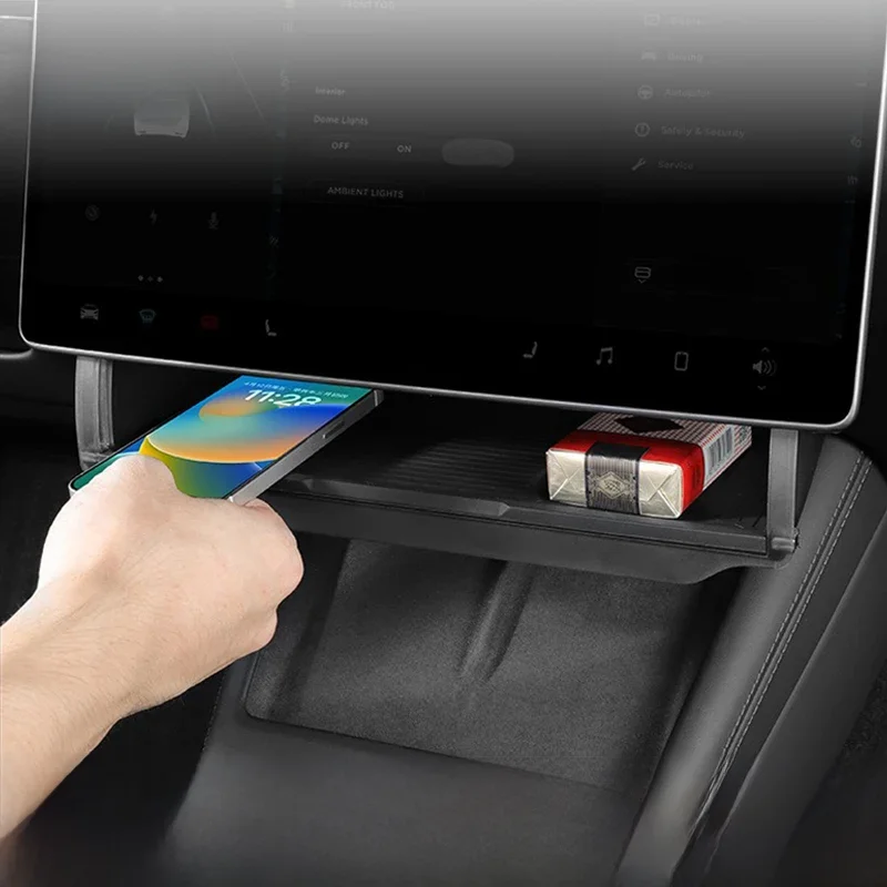 Ukrywalny schowek pod ekranem dla Tesla Model 3 Highland Organizer konsoli środkowej Tylko dla kierowcy po lewej stronie 2024 — zdjęcie 2