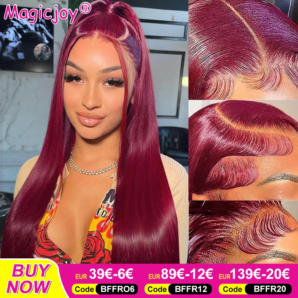 99j Burgundy Lace Front Wigs Human Hair 13x4 Straight Lace Frontal Wigs for Women Pre Plucked with Baby Hair 30Inch