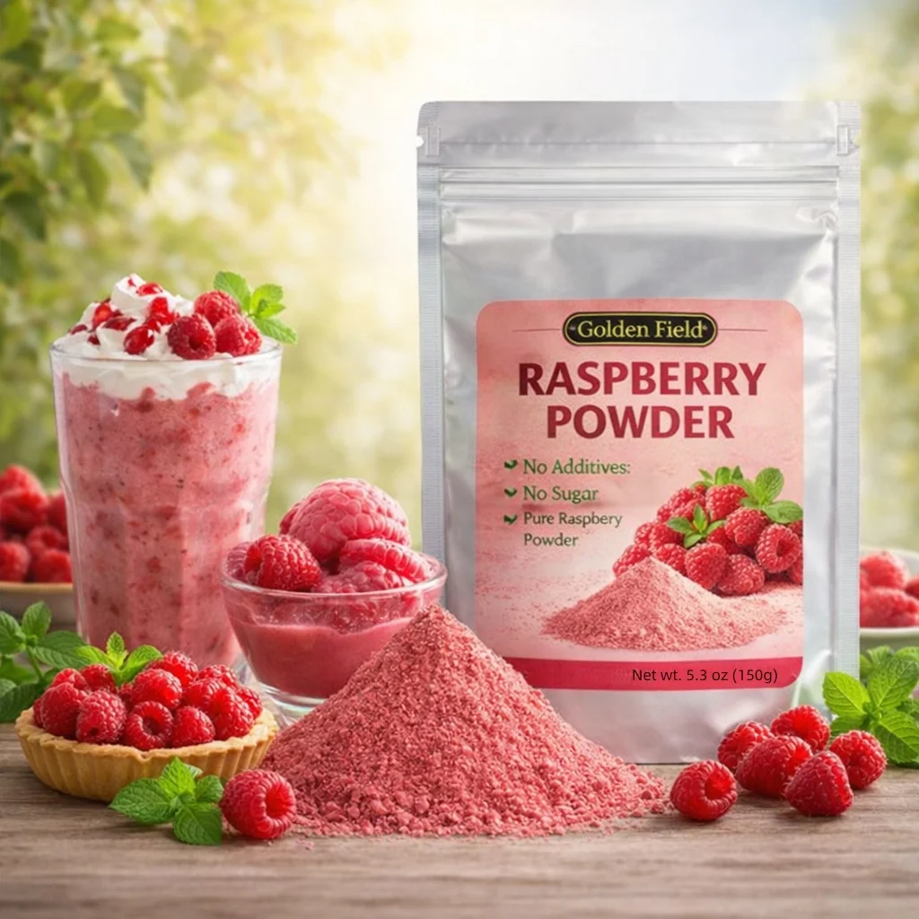 Raspberry Powder - Fruit Powder, 5.3oz (150g) - Bright Berry Flavor for Smoothies, Yogurt, Baking - Fine Texture, Fresh Taste, R