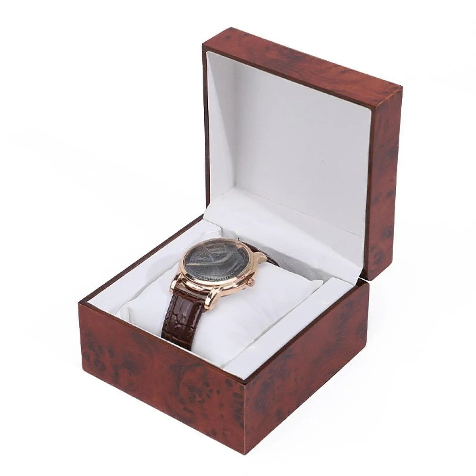 Watch Case Box Wristwatch Wood Storage Organizer Small Portable Size Handmade Wooden Travel Watch Box with Removable Pillow