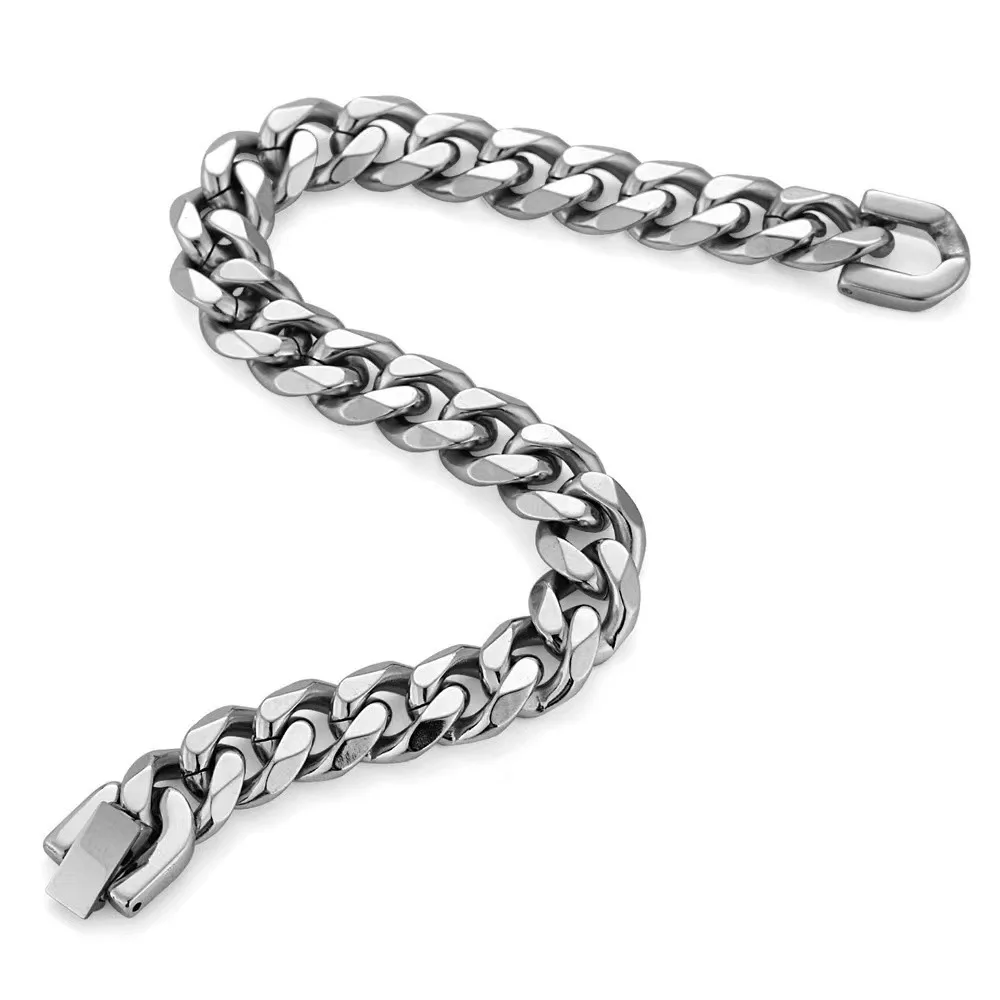 New Width 8MM/10MM 316L Stainless Steel Cuban Chain Bracelet Fashion Men\'s Accessories Birthday/Christmas Gift 18/20/22CM