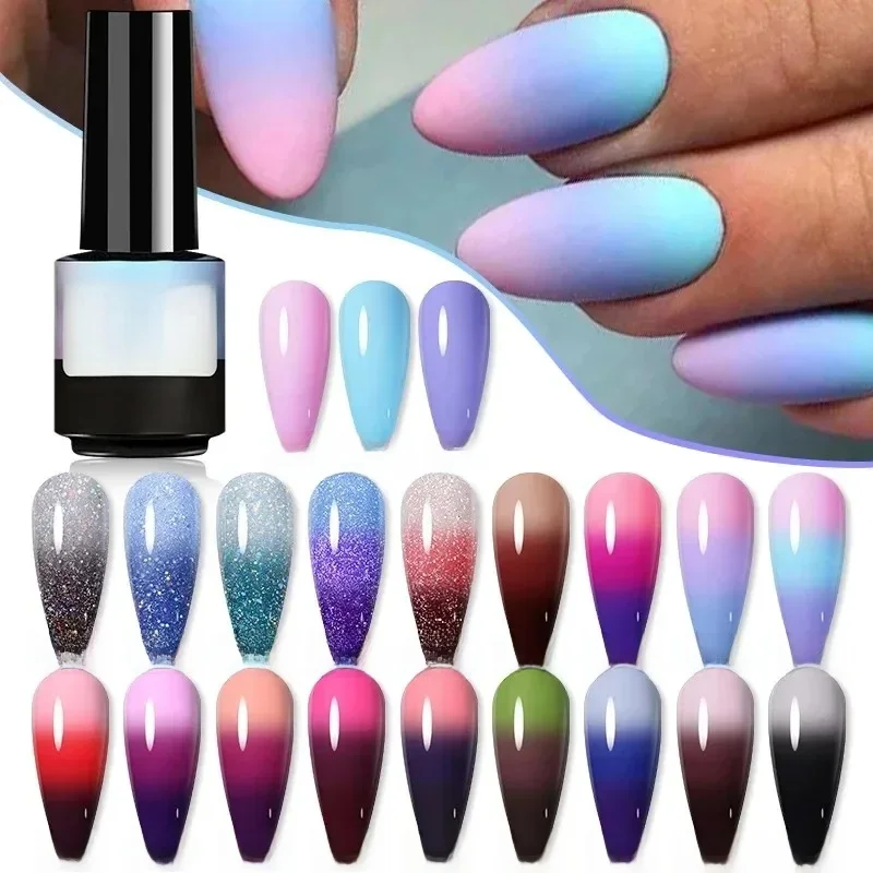 LILYCUTE vernis à ongles thermique 3 couches température brillant couleur changeante série Semi Permanent tremper UV gels à ongles vernis