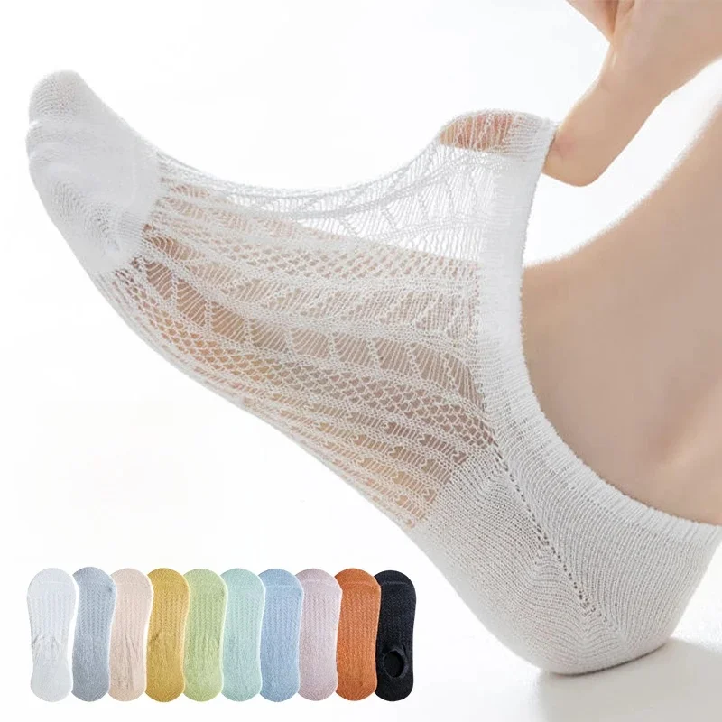 Chaussettes en Maille Invisible pour Femme, Chaussettes Bateau, Confortables, Respirantes, Douces, Ultra-Minces, Solides, Été, 10 Paires