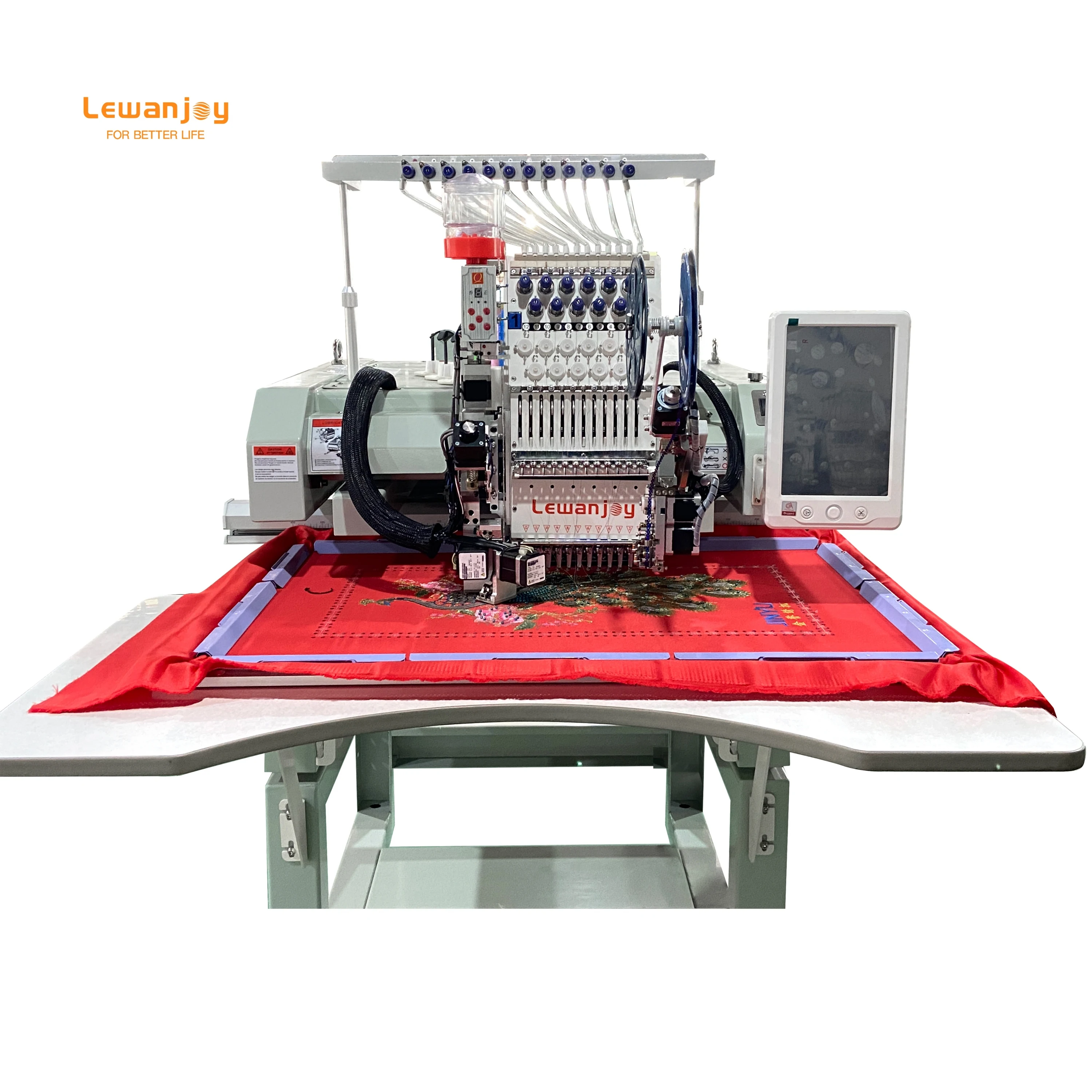 ماكينة تطريز Lewanjoy برأس واحد 12 إبر مع ترتر مطرز بالترتر 1000 دورة في الدقيقة Dahao محوسبة الشنيل للبيع للاستخدام المنزلي CE
