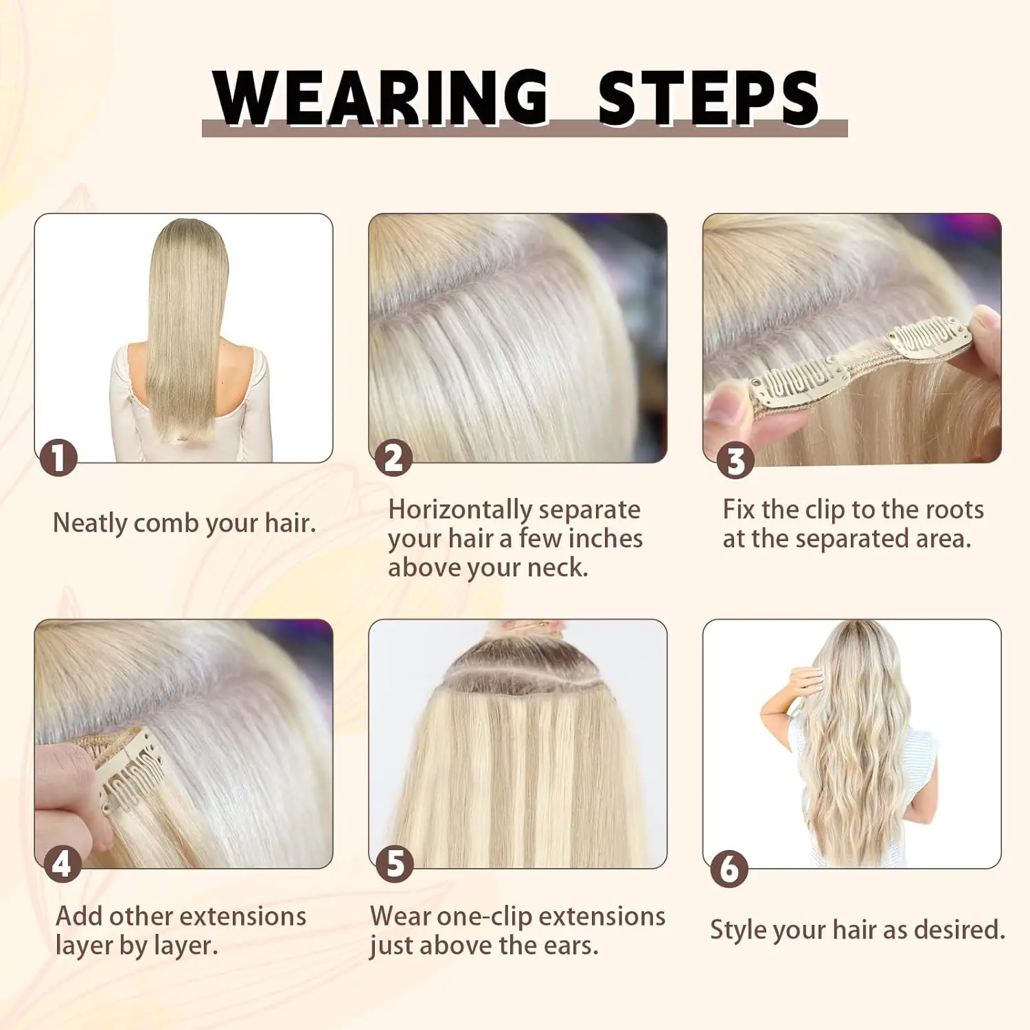 Sixstarhair 100% clip di capelli umani naturali nell'estensione dei capelli 8 pezzi 70 g/pacco 14'16' clip di capelli estensioni dei capelli umani per le donne