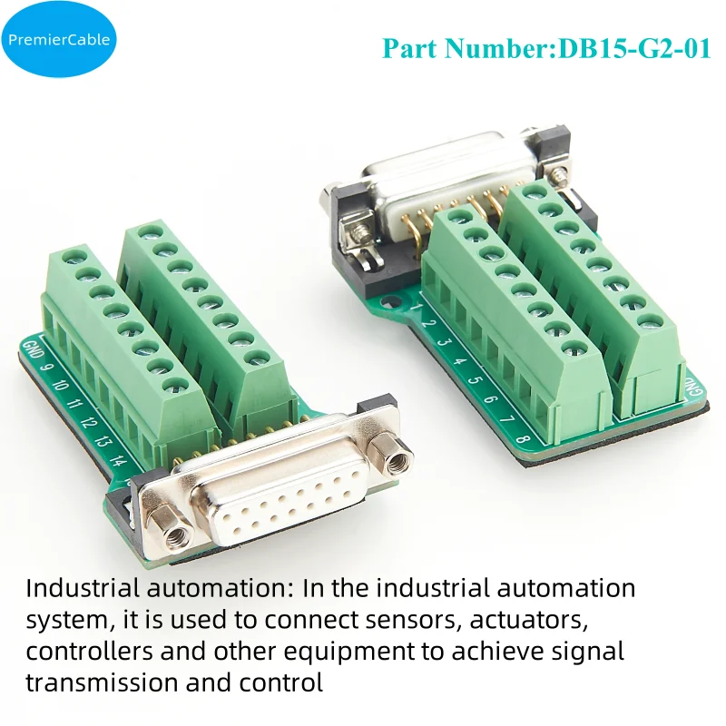 Imagem -03 - Adaptador do Bloco Terminal com Trilho do Ruído Conector da Placa de Fuga Porta Fêmea sem Solda D-sub Db15 Usinagem Linhas 15 Pin