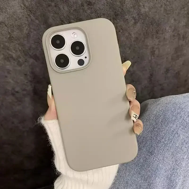 Jolie coque de téléphone antichoc en silicone souple, étui de protection complet en titane naturel pour iPhone 14 15 13 12 11 Pro Max Plus