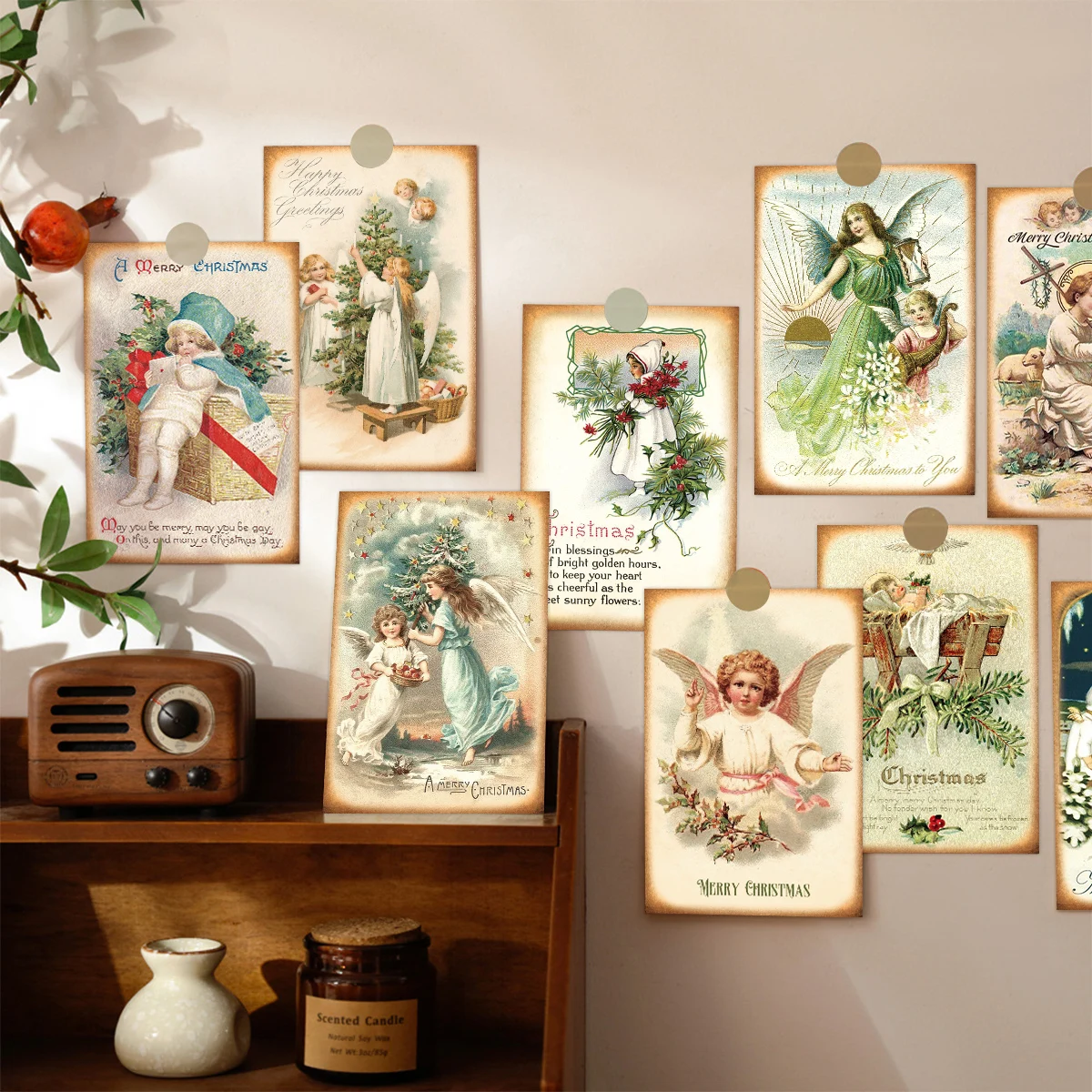 12pcs Vintage Christmas Angel Greeting Cards,Victorian Blessing Postcards Set,DIY Wall Art Decor,Gift Tags & Holiday Decorations