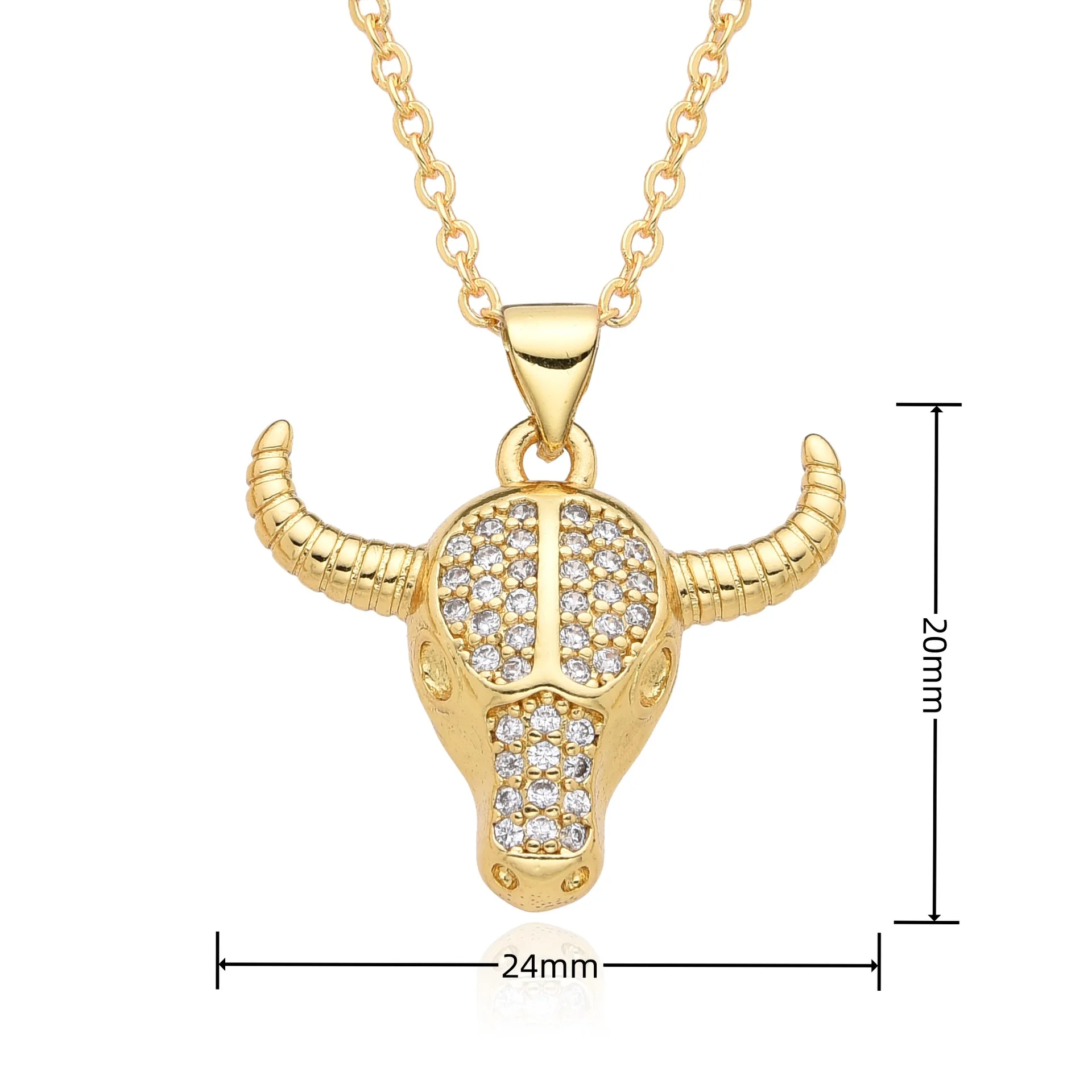 18k gold plated fashionable and personalized female pendant exquisite bull head necklace daily wear jewelry