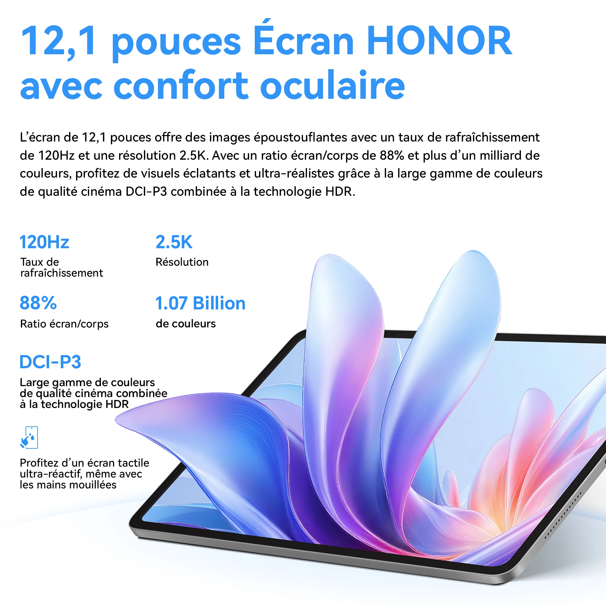 HONOR Pad 10, tablet versión europea, pantalla de 120 Hz 2,5K, Qualcomm Snapdragon 7 Gen 3, batería de 10100 mAh, cámara de 8 MP 5
