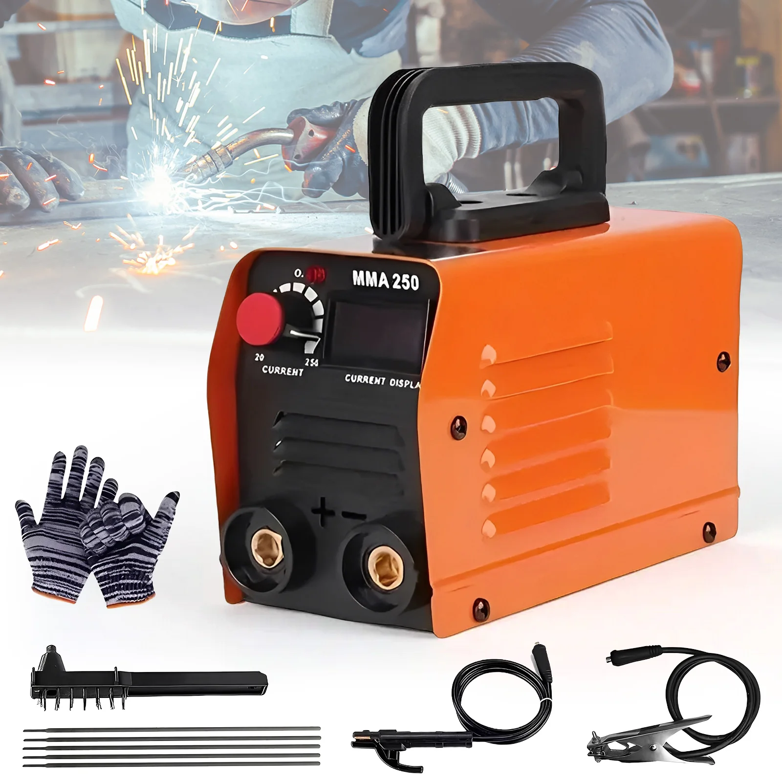 Soudeuse à Inverter Portable ZX7-250 de 1,5 kg, 20-250A, Démarrage Rapide, Machine MMA Anti-adhérence pour Bricolage Domestique/Réparation Automobile