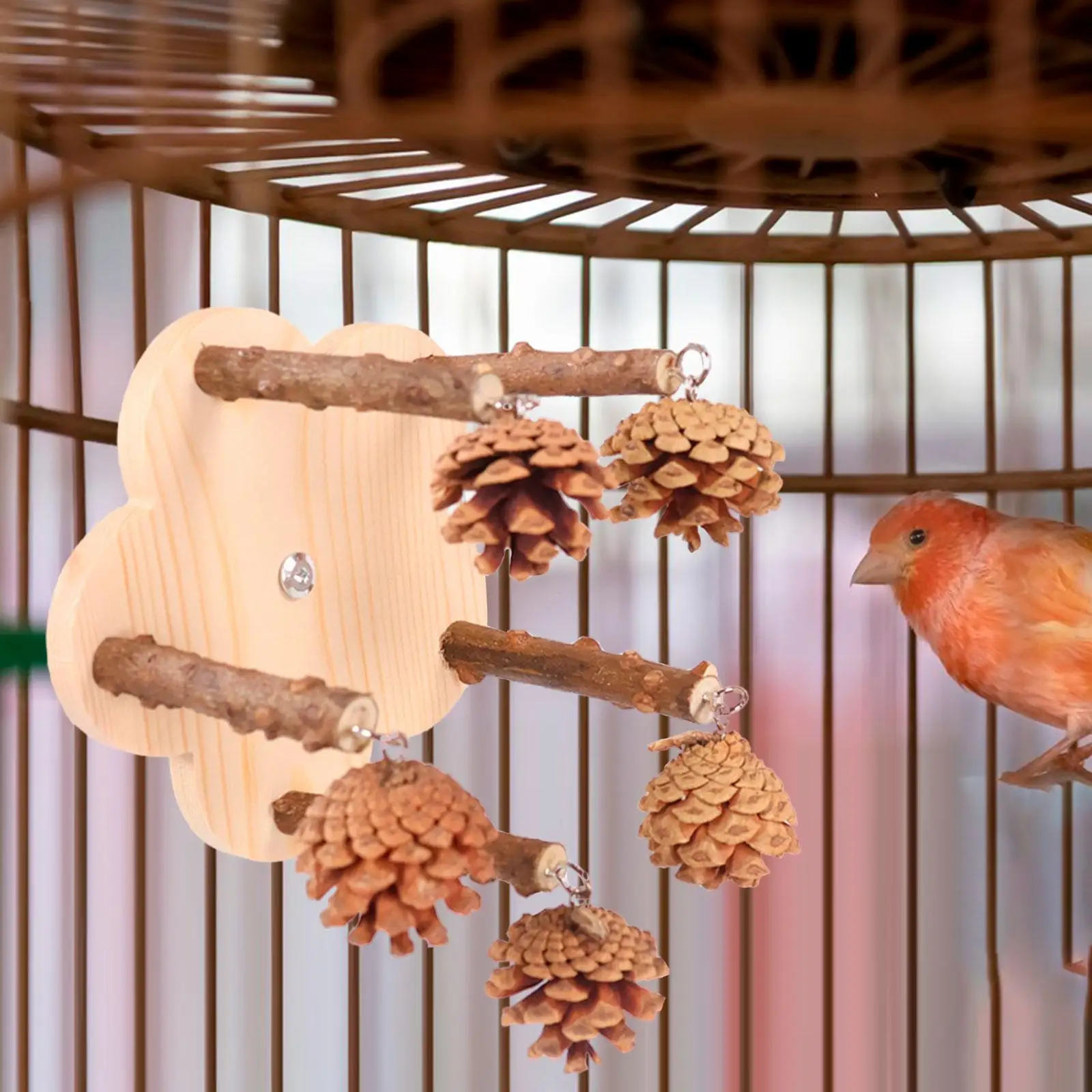 Wooden Bird Rotating Perch Toy Parrot Perch Stand Cage Accessories for Parakeet Parrot Finches Budgies Bird Supplies