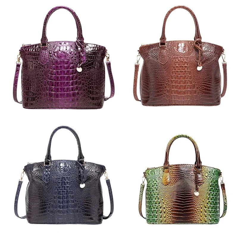 Luksusowy krokodyl torebka tłoczona moda torba Crossbody mieszane kolory damska Vintage skórzana teczka duża pojemność wodoodporna — zdjęcie 2