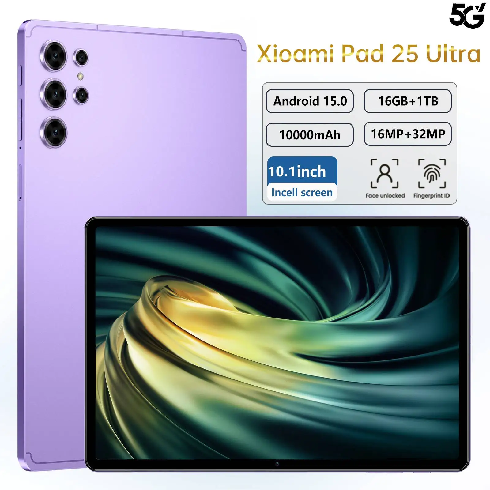 

2025 Global Original Pad S25 Pro 10.1inch Snapdragon 8gen2 22GB+2TB 10000mAh 5G Dual SIM WIFI HD FullScreen Android 15 Tablet PC