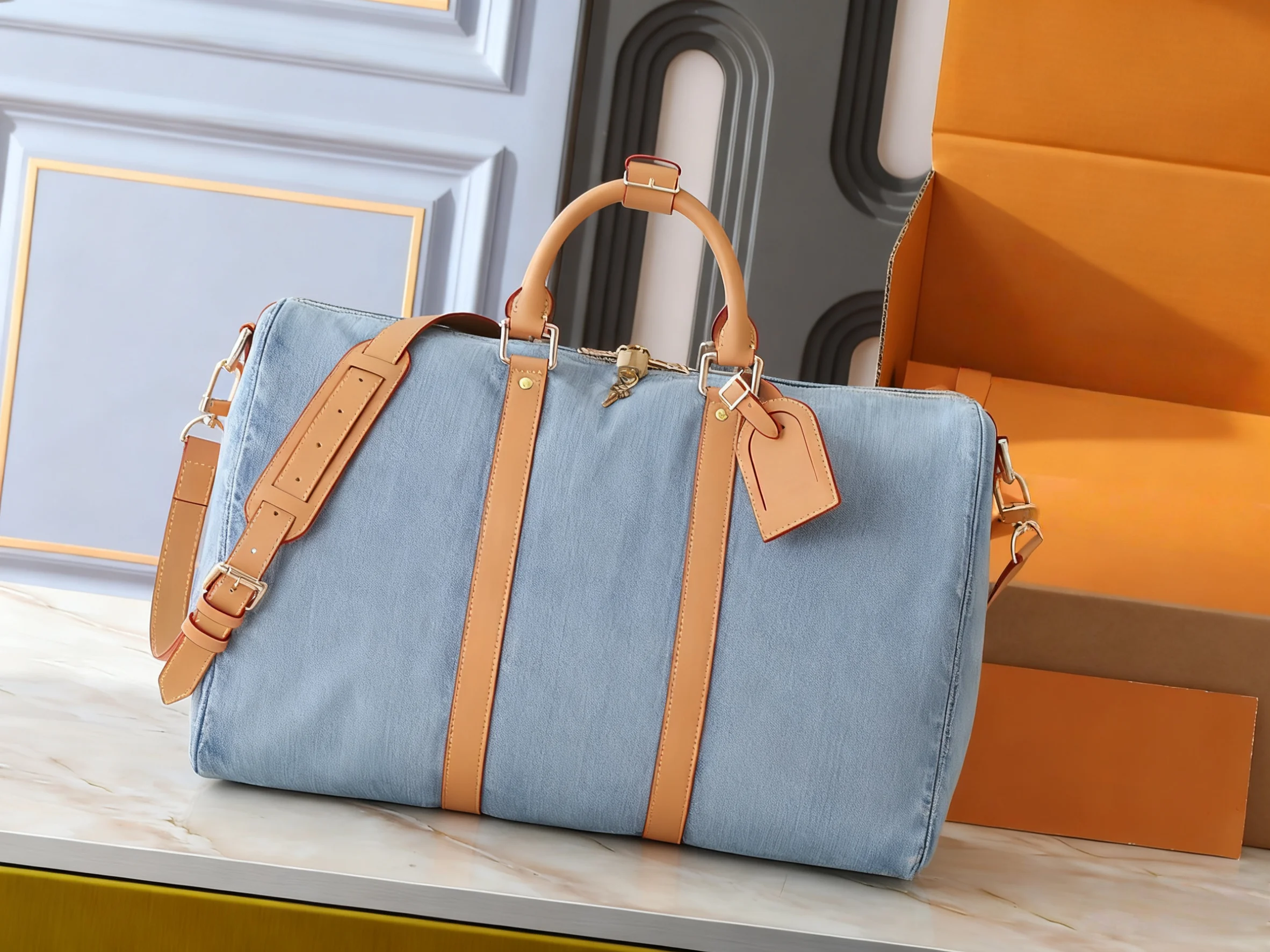 

2026 Новый РАЗМЕР: 45X27X20 или 50X29X22CM Модные универсальные сумки из кожи вишни Портативные можно носить на плече без коробок