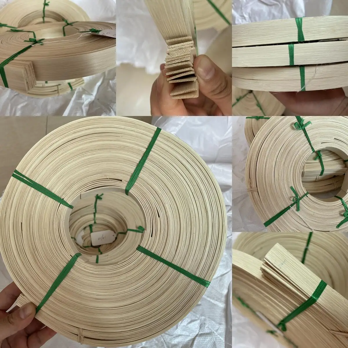 5-24mm Wide 500g Natural Indonesian Rattan Cane Core Wood Veneer Edging Tape For Chair Basket Van Repairing