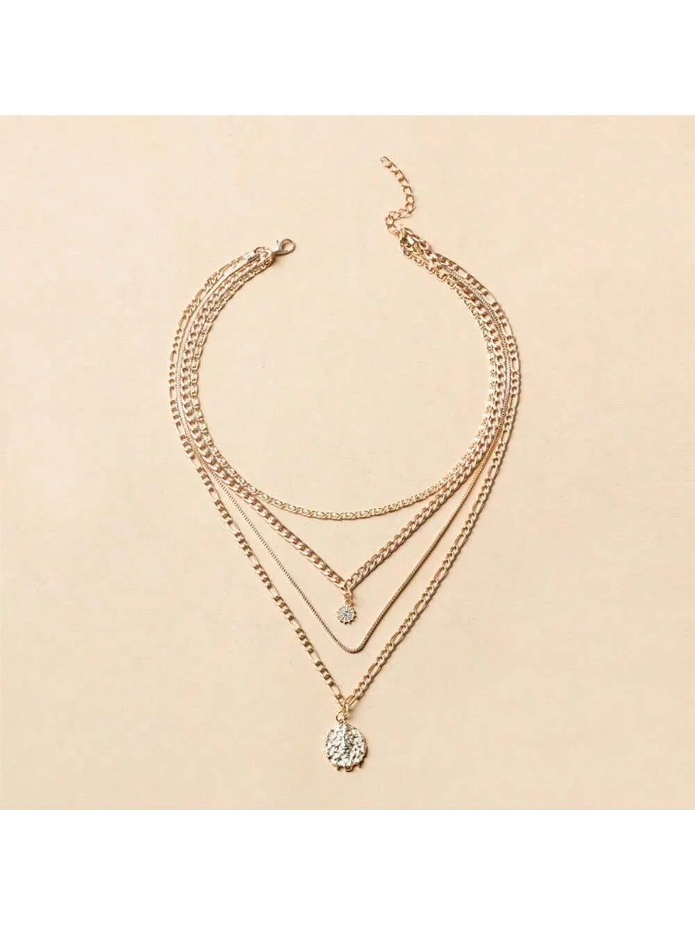 قلادة ذات طبقات جريئة - قلادة الأسد والشمس على سلسلة ذهبية مكتنزة، مجوهرات يومية مستوحاة من Y2K