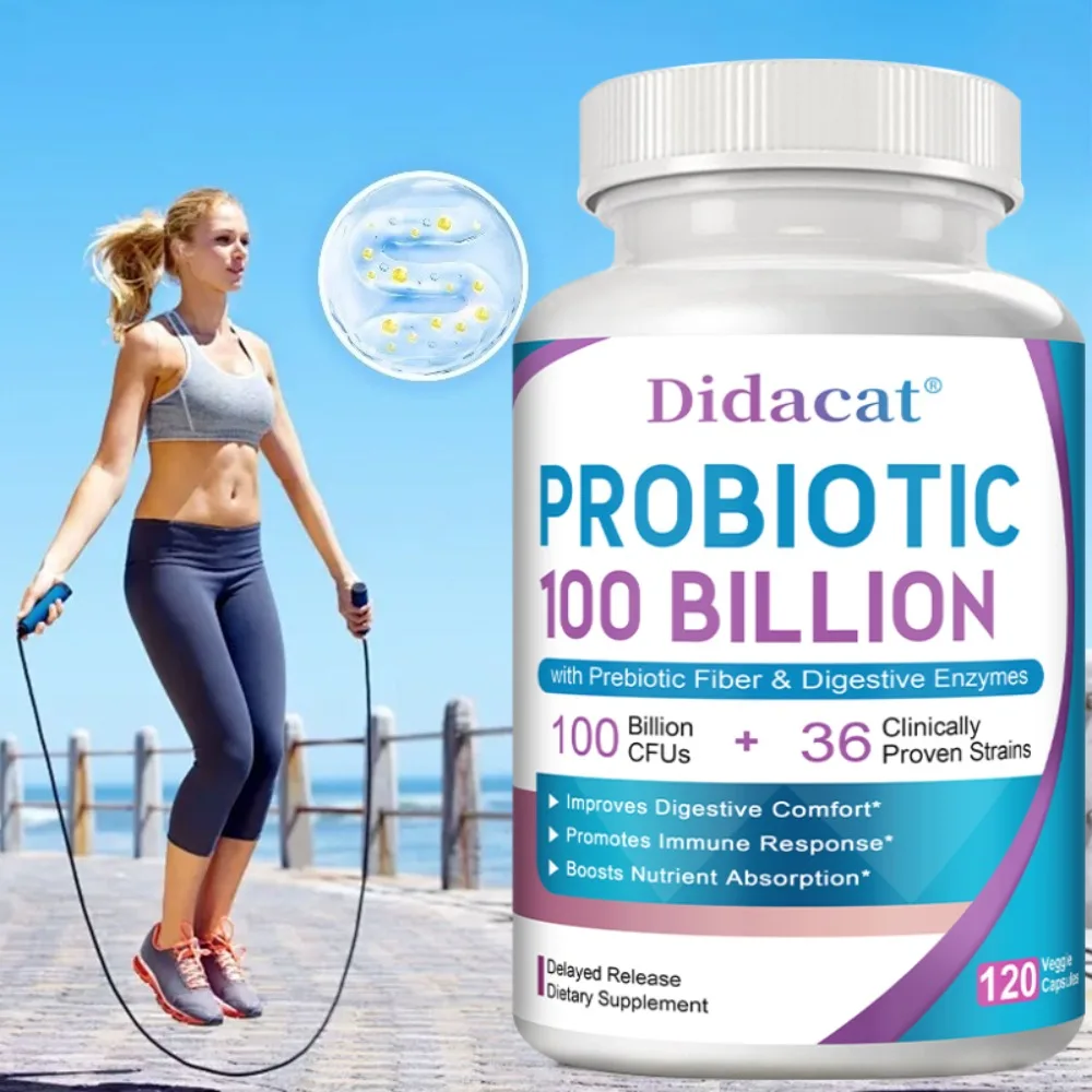 PROBIOTIC 100 Billion CFUS, 36 Strains, 120 Vegetarian Capsules, Promotes Nutrient Absorption and Improves Digestive Comfort