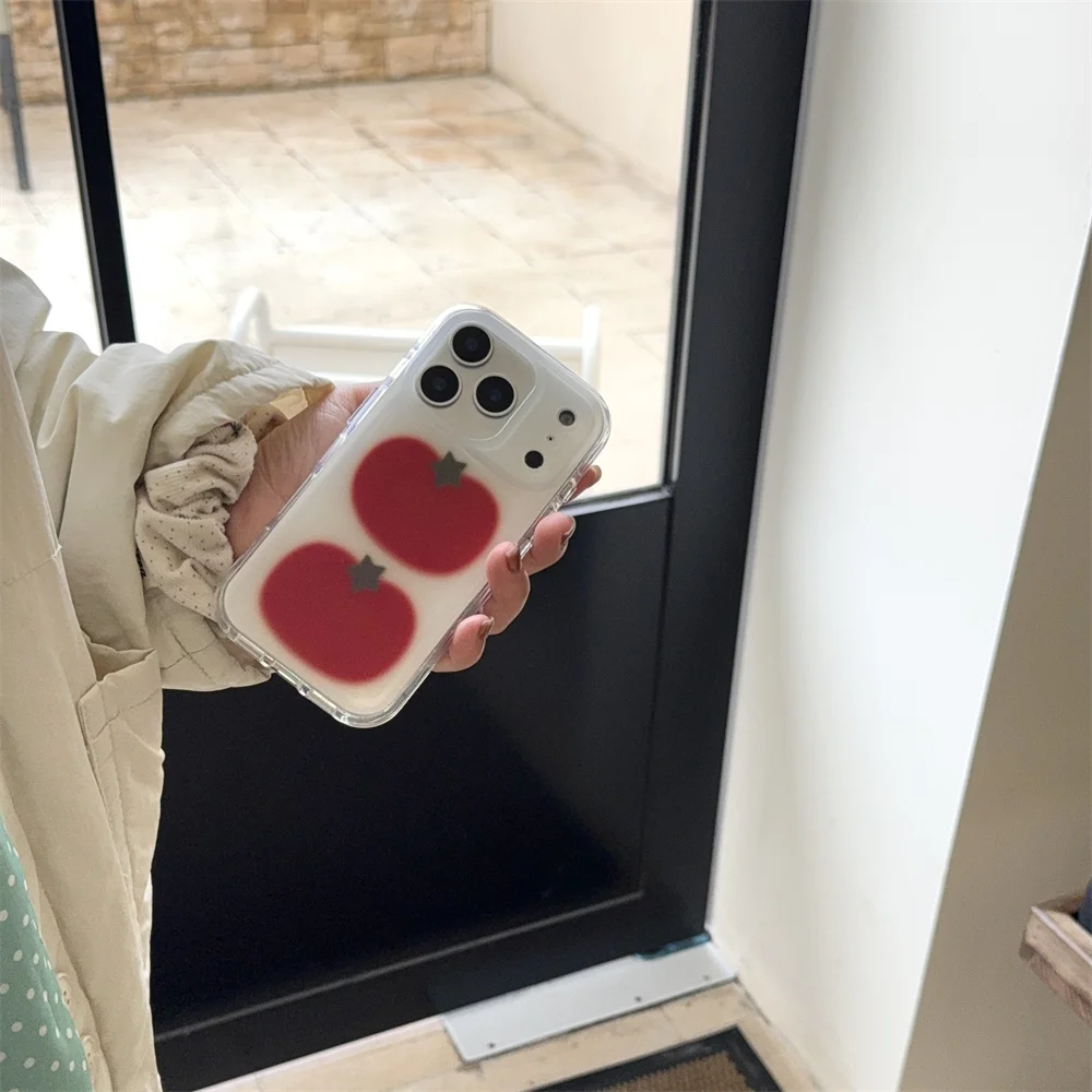 الكورية INS بسيط ستار الطماطم جراب هاتف آيفون 13 14 15 16 17 غطاء 16 برو 17 برو ماكس فوندا المضادة للسقوط لطيف الغطاء الواقي #6