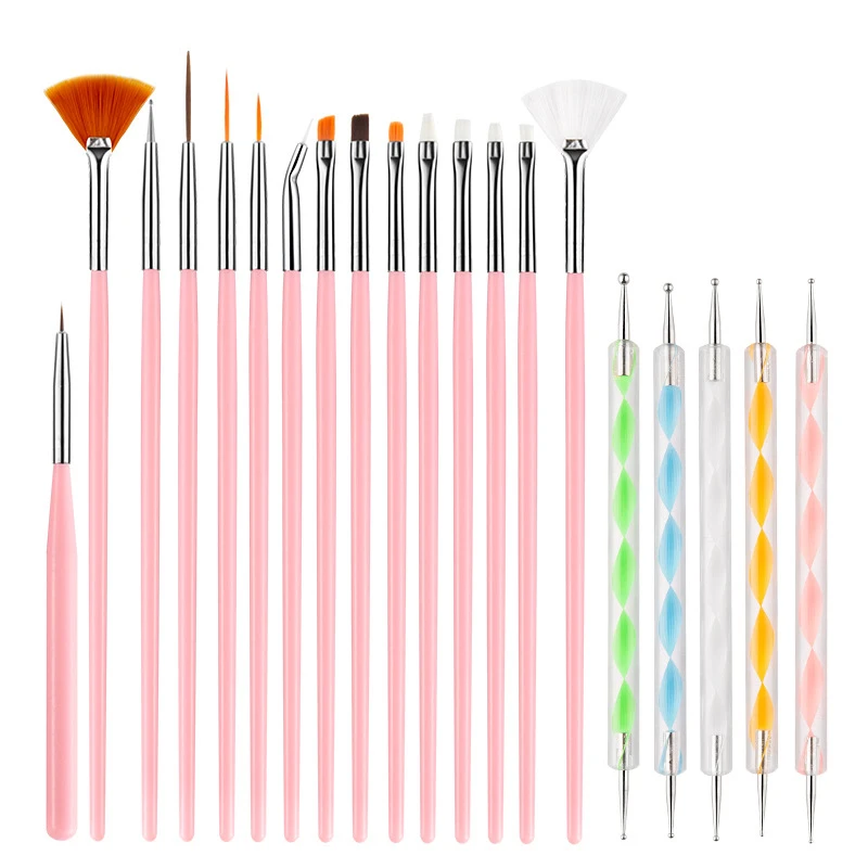 Set de pinceles para arte en uñas, lápiz de terapia de luz colorido, lápiz de doble punta, herramientas de precisión 5