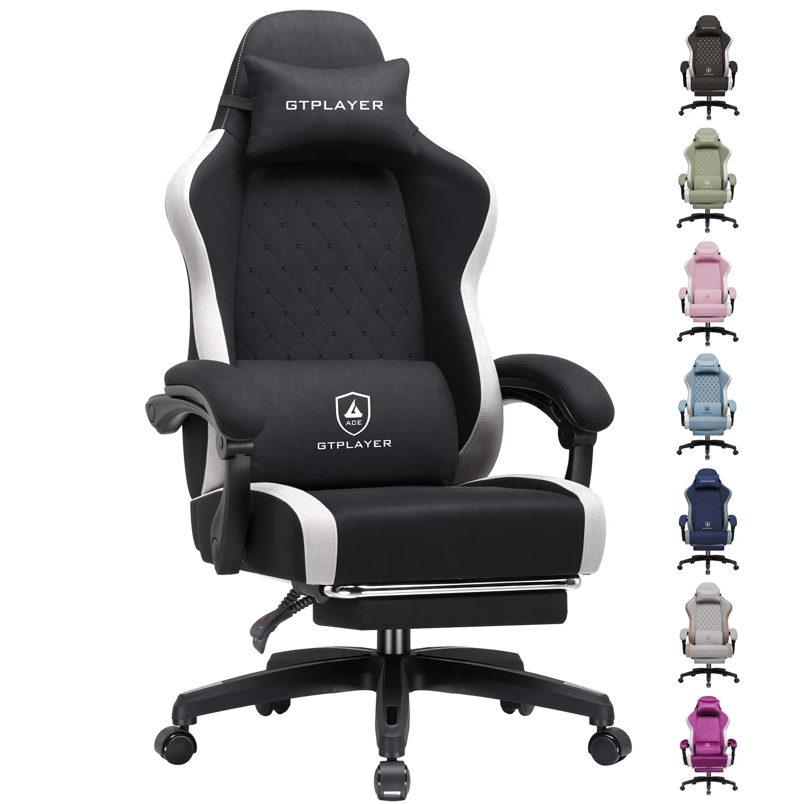 GTPLAYER Gaming Stuhl Ergonomischer, PC Stuhl Atmungsaktiver Stoff, Groß und Hoch Drehbarer Schreibtischstuhl mit Fußstütze
