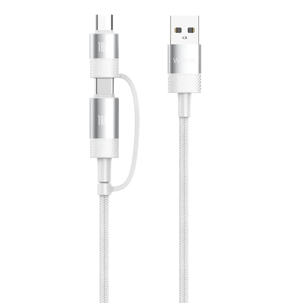 Cable USB C a Multi USB WOOX de 1M, 30W, Cable USB a Micro/Tipo C, Carga Rápida 2 en 1, Adaptador de Cable Cargador de USB A a C/Micro/Micro USB