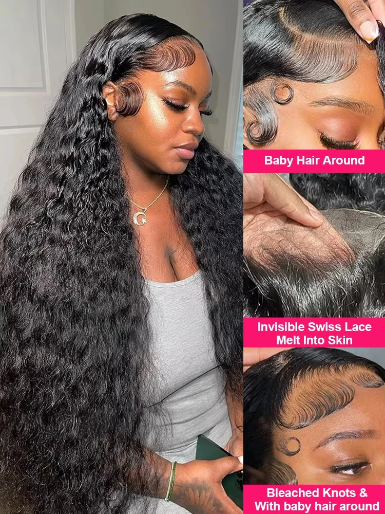 200% الكثافة 42 بوصة موجة عميقة الدانتيل الجبهة الباروكات شعر الإنسان مجعد الدانتيل شعر مستعار أمامي باروكة من شعر طبيعي قبل قطعها 13x4 موجة عميقة أمامي #3