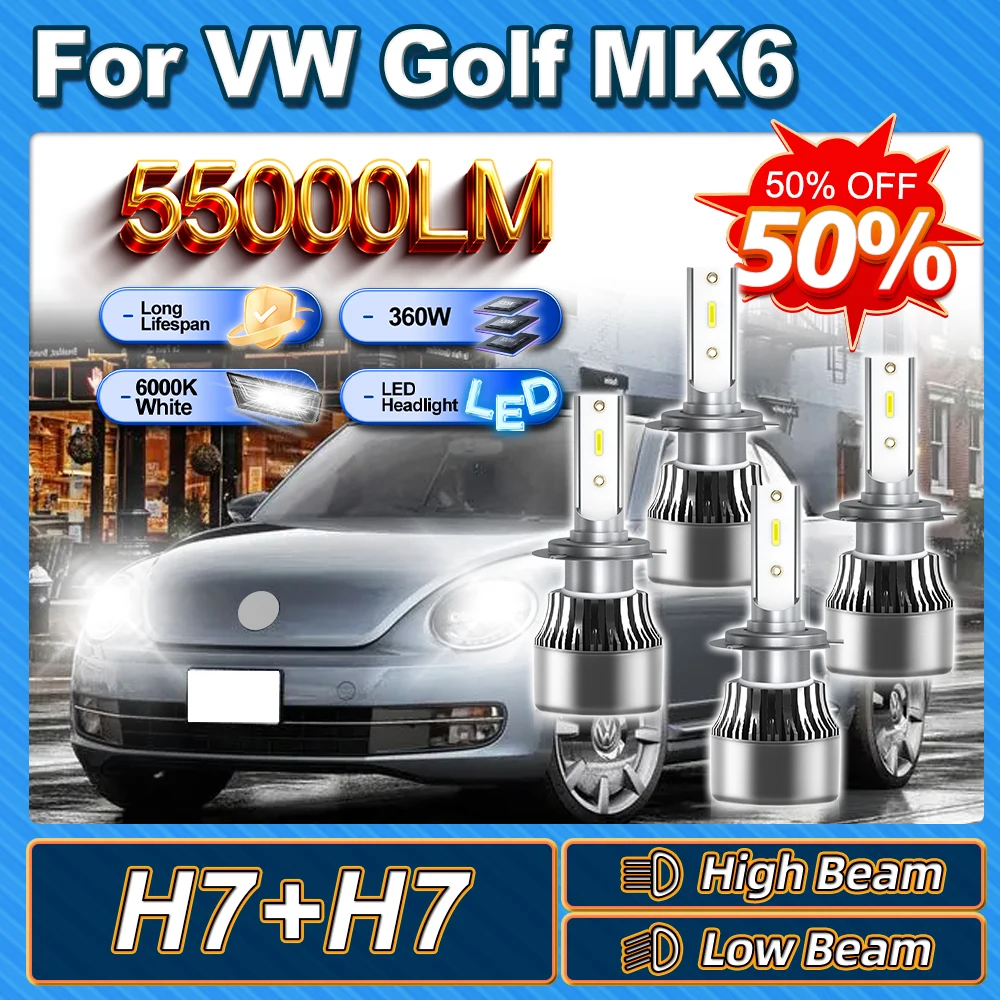 

For VW Golf MK6 2010 2011 2012 2013 2014 H7 High Beam Headlight Ampoule Low Beam Bulb 360W Canbus No Error 6000K High Quality