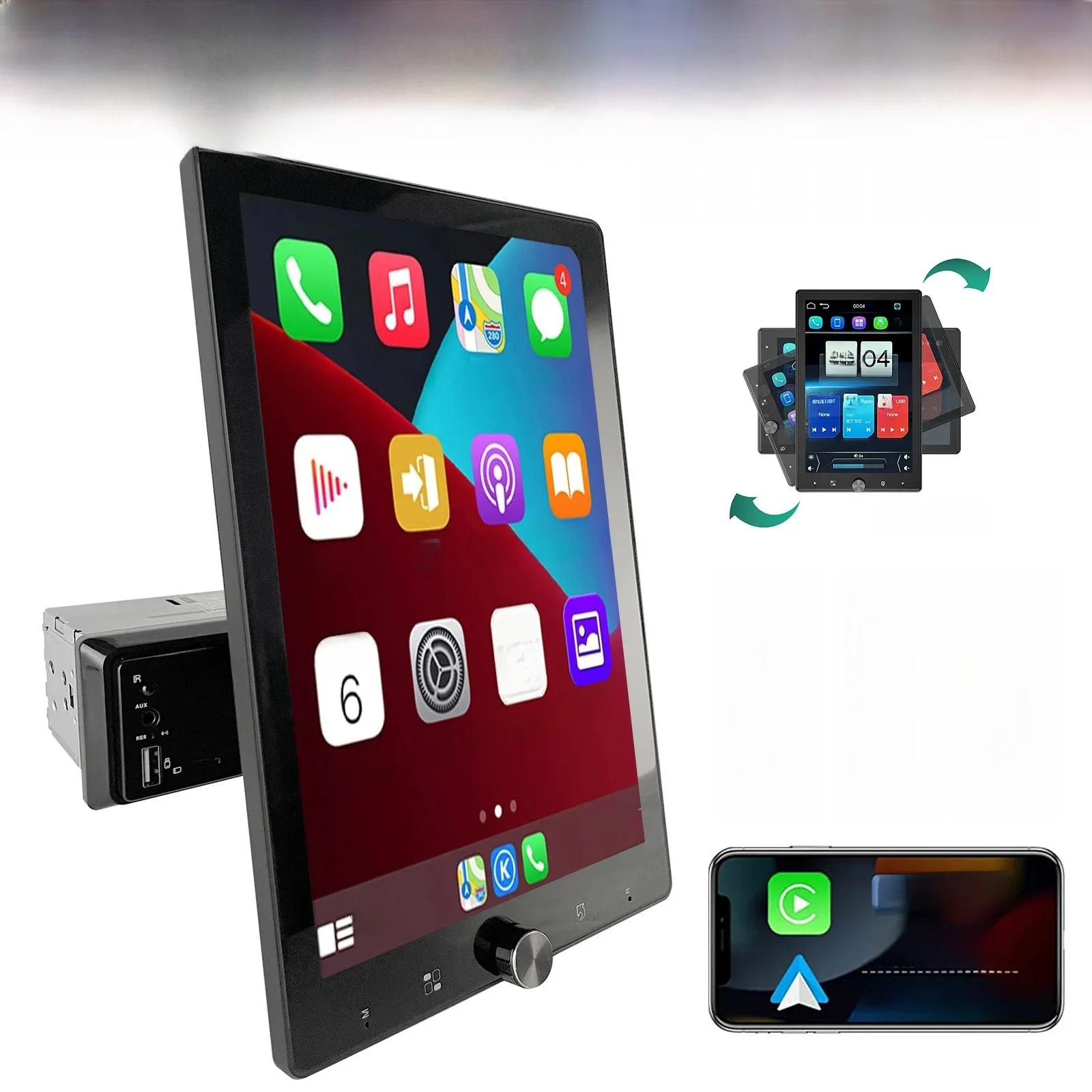 ESSGOO 10.4" Single DIN Autoradio met Draadloos Apple Carplay, Draaibaar IPS-scherm, Android Auto, USB, AUX, Bluetooth - Multimediaspeler - afbeelding 2