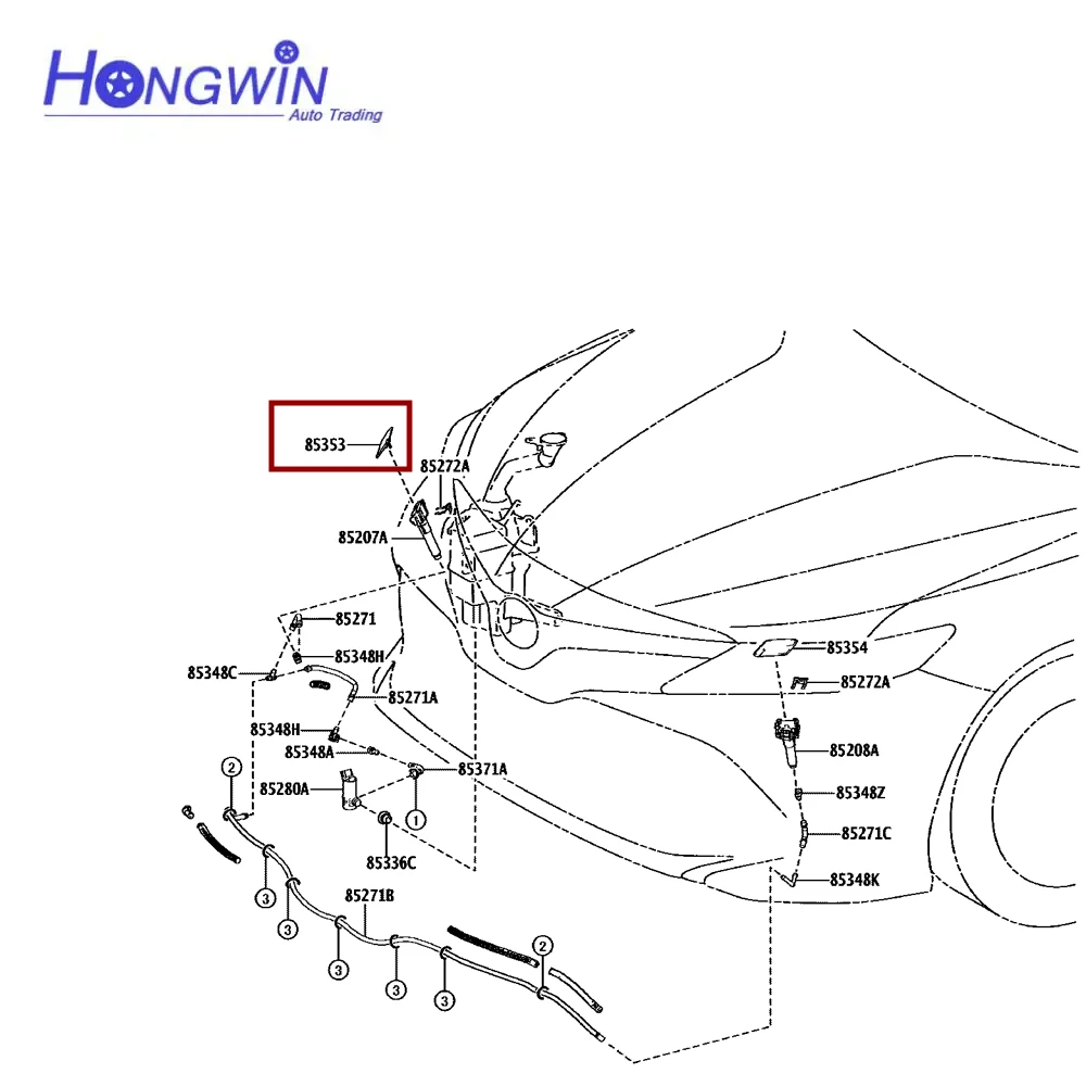 Headlight Washer Nozzle Headlamp Cleaning Spray Pump Cover 85207-33150 85208-33150 For Toyota Camry 2017 2018 2019 2020 2021+...