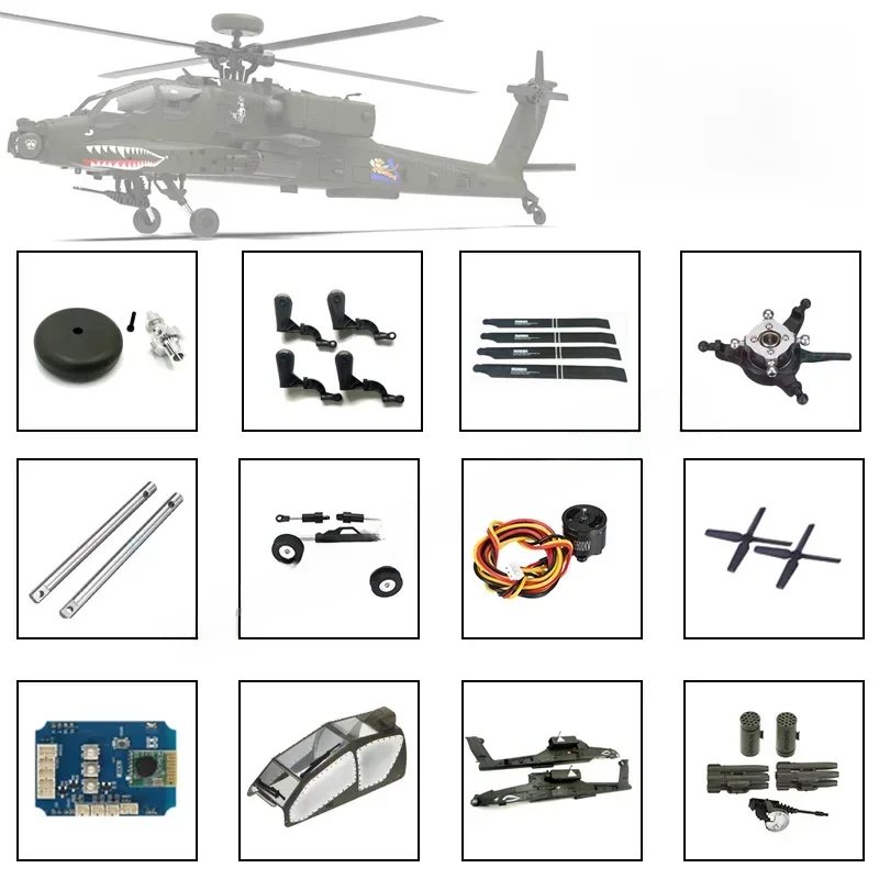YUXIANG F11 1/32 AH-64D hélicoptère RC toutes les pièces de rechange arbre de plumes support de Rotor principal train d'atterrissage ESC.
