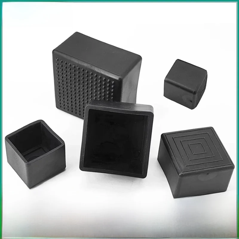 Couvre-pieds de chaise carrés noirs en Silicone, manchon de tuyau en caoutchouc souple en PVC, couvercle anti-poussière pour pied de Table antidérapant 10x10mm-45x75mm
