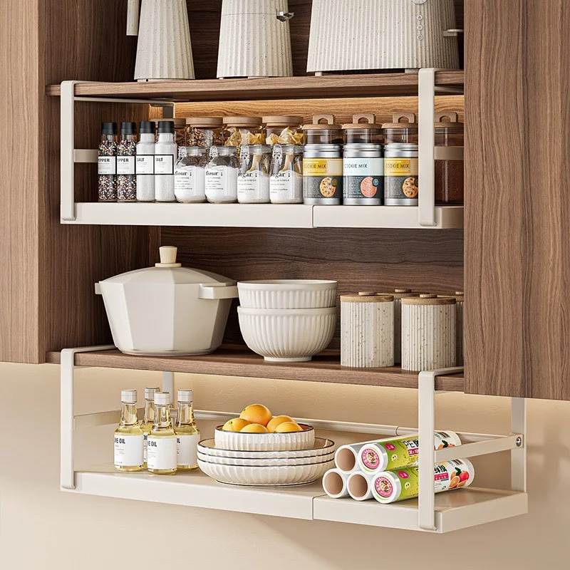 Adjustable Expandable Cabinet Organizer Shelf Multi-Tier Spice Rack for Kitchen Pantry Spices Bottles Seasoning Storage Shelf
