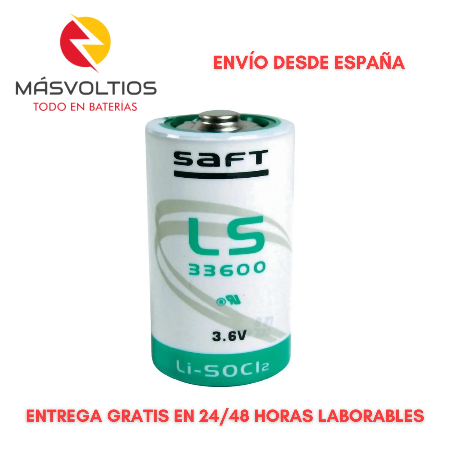 Saft LS33600 lithium battery, Li-SOCl2 UM1, R20, D 3.6v, battery, battery, 3v battery, 3.6v battery, industrial battery, batteries.