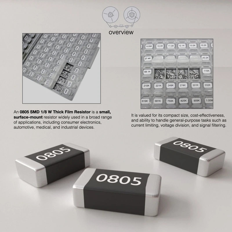 100 PZ/LOTTO 0805 Resistore Fisso Chip SMD con Tolleranza ±1% 4.3K 4.7K 5.1K 6.2K 6.8K 7.5K 8.2K Resistore a Film