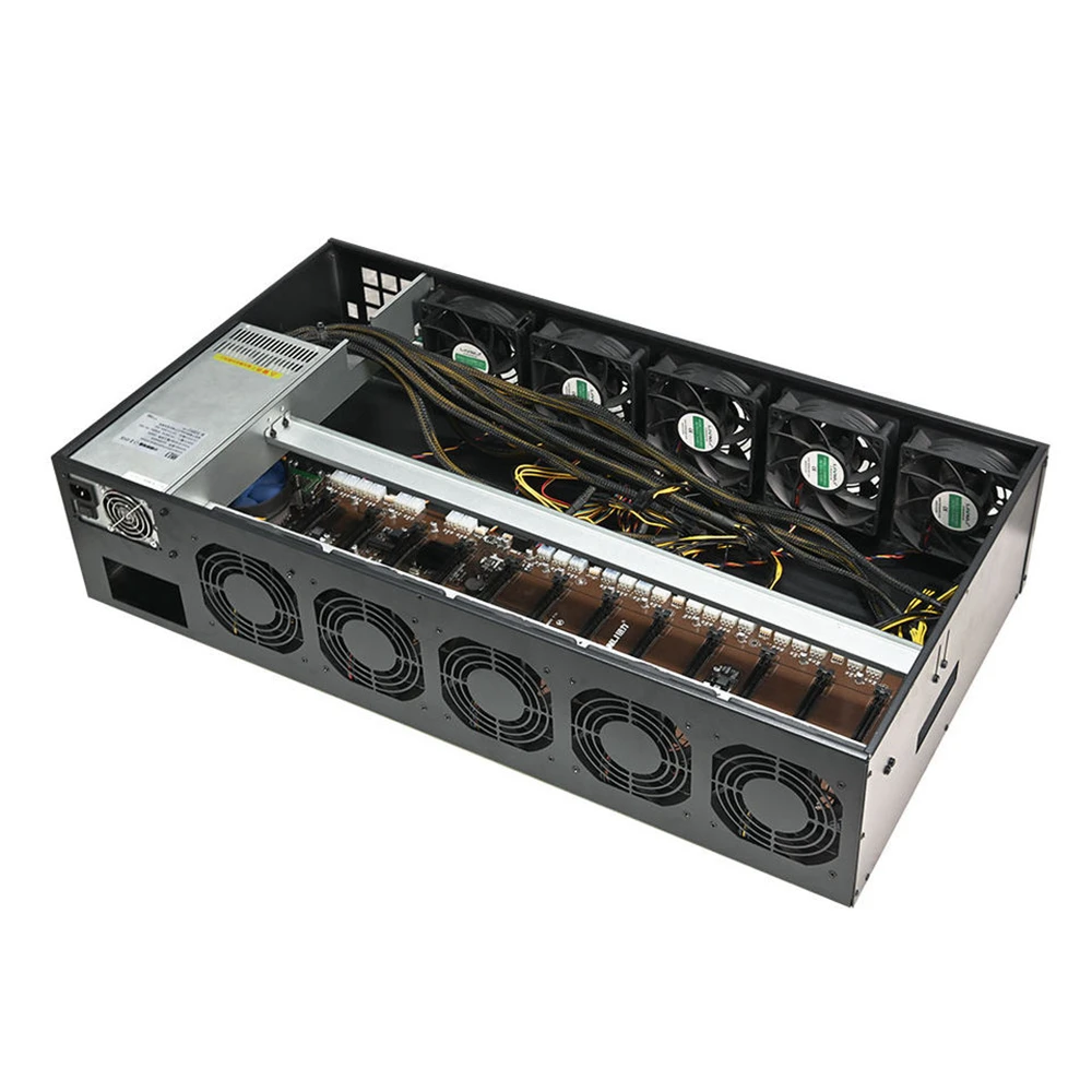 12Bay GPU Rig 5.5cm 마더 보드 서버 섀시, 3300W 8G + 128GB LGA1151 3900CPU GPU 케이스 포함