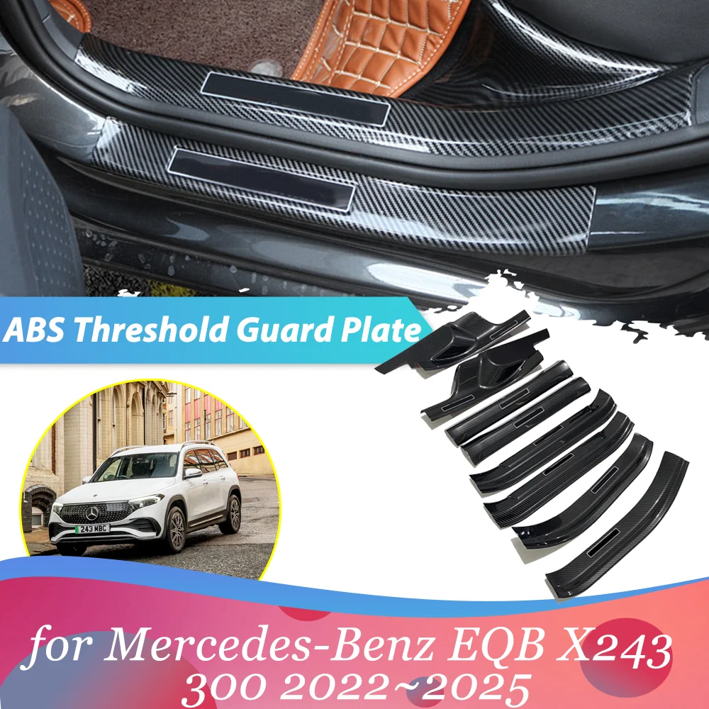 Car Welcome Pedal for Mercedes-Benz EQB X243 300 2022~2025 Door Sill Scuff Threshold Guard Plate Anti-scratch Sticker Accessorie