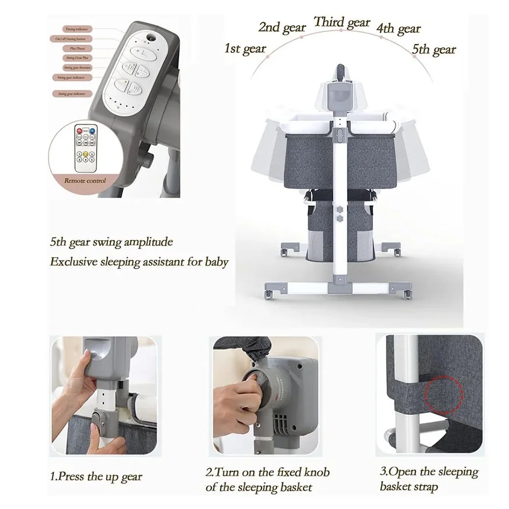 Moussinet à bascule pour bébé, berceau Portable pour nouveau-né, lit de chevet pour nourrissons, voyage, électrique, Co-Sleeper, costume jusqu'à 6M