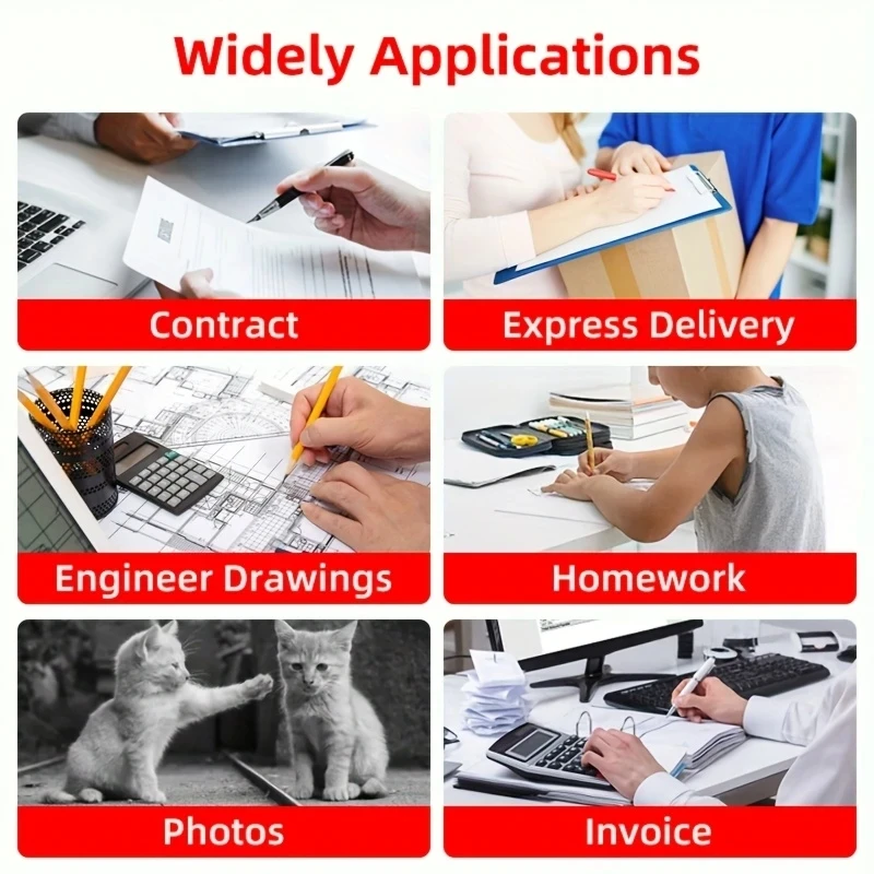 4 rolki papieru termotiskowego A4 Papier półbłyszczący 210 mm odpowiedni do użytku biurowego, szkolnego, domowego, kompatybilny z przenośną drukarką