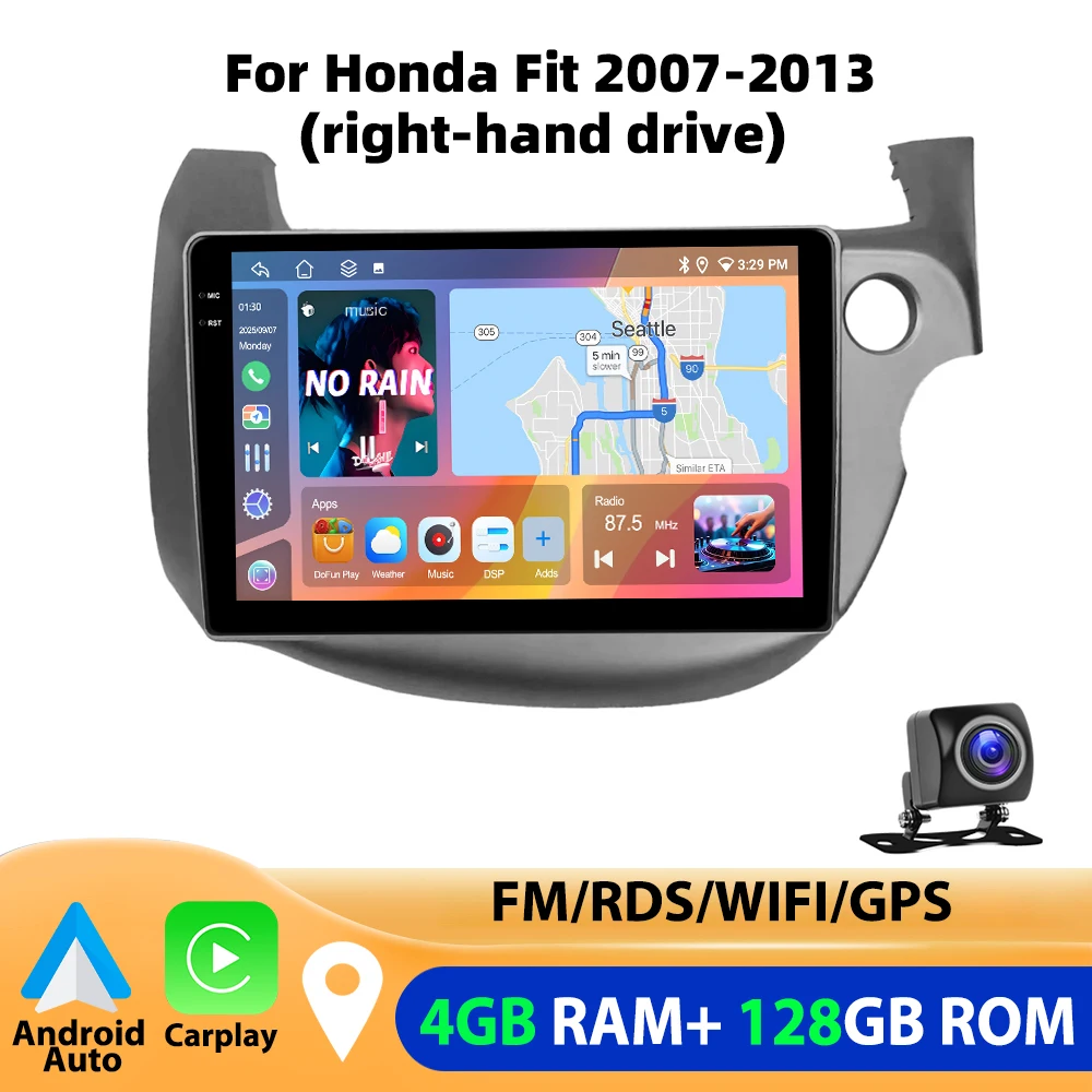 Podofo For Honda Fit 2007-2013 4GB+64GB Car Radio Wireless Carplay Android Auto Multimedia Video Player Mirror Link 10 Inch GPS image 3