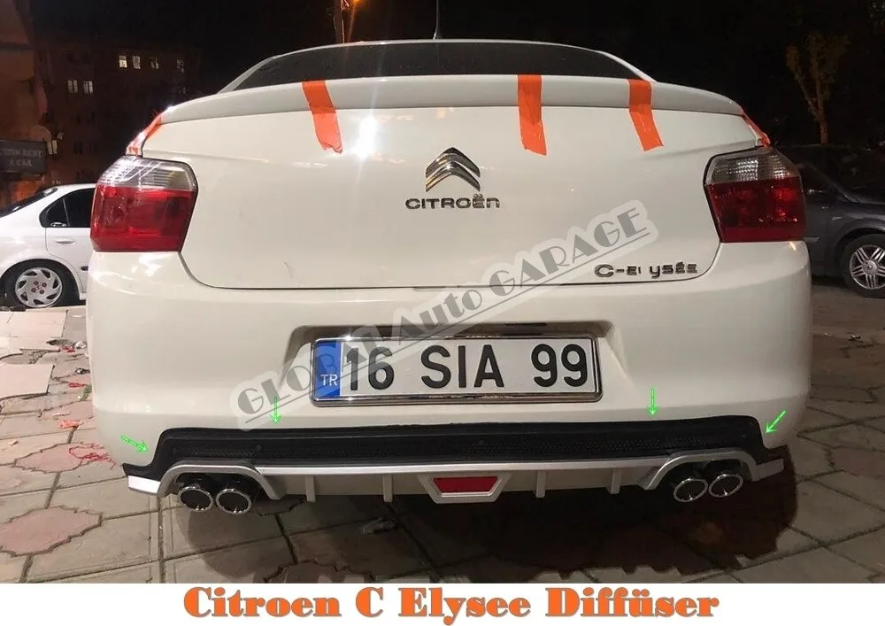 

For Citroen C Elysee Diffuser Extension Rear Bumper Attachment Car Styling Auto Accessory Exhaust Universal Spoiler Spilitter